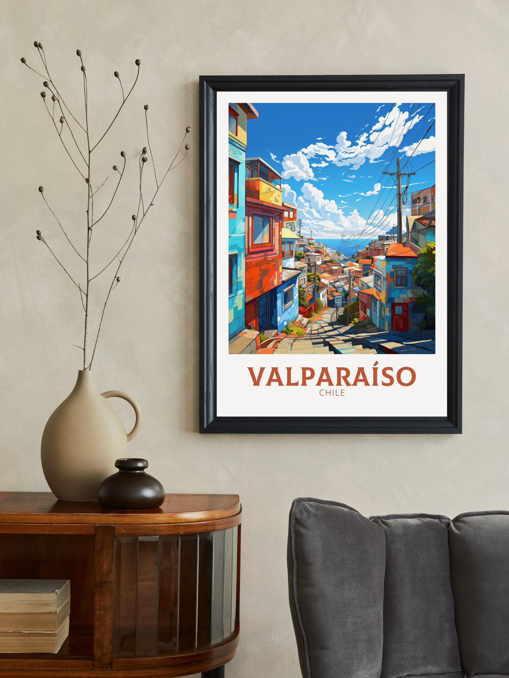 Valparaíso Travel Poster | Valparaíso Travel Print | Valparaíso Design | Valparaíso Wall Art | Valparaíso Painting | Chile Print | ID 874