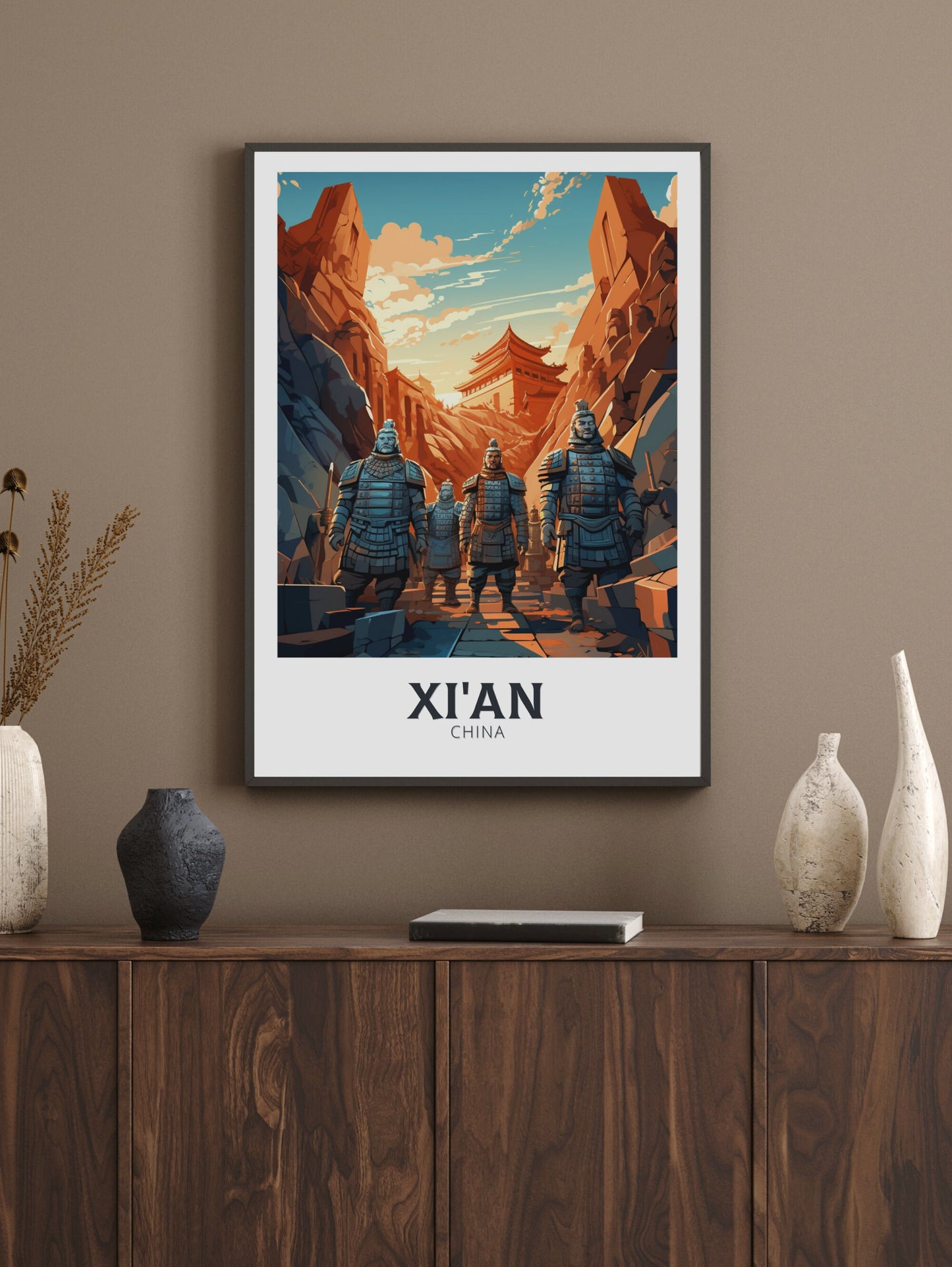 Xi'an Poster | Xi'an Print | Xi'an Illustration | Xi'an Travel Poster | China Travel Print | Xi'an Terracotta Army Print | China Army ID 859