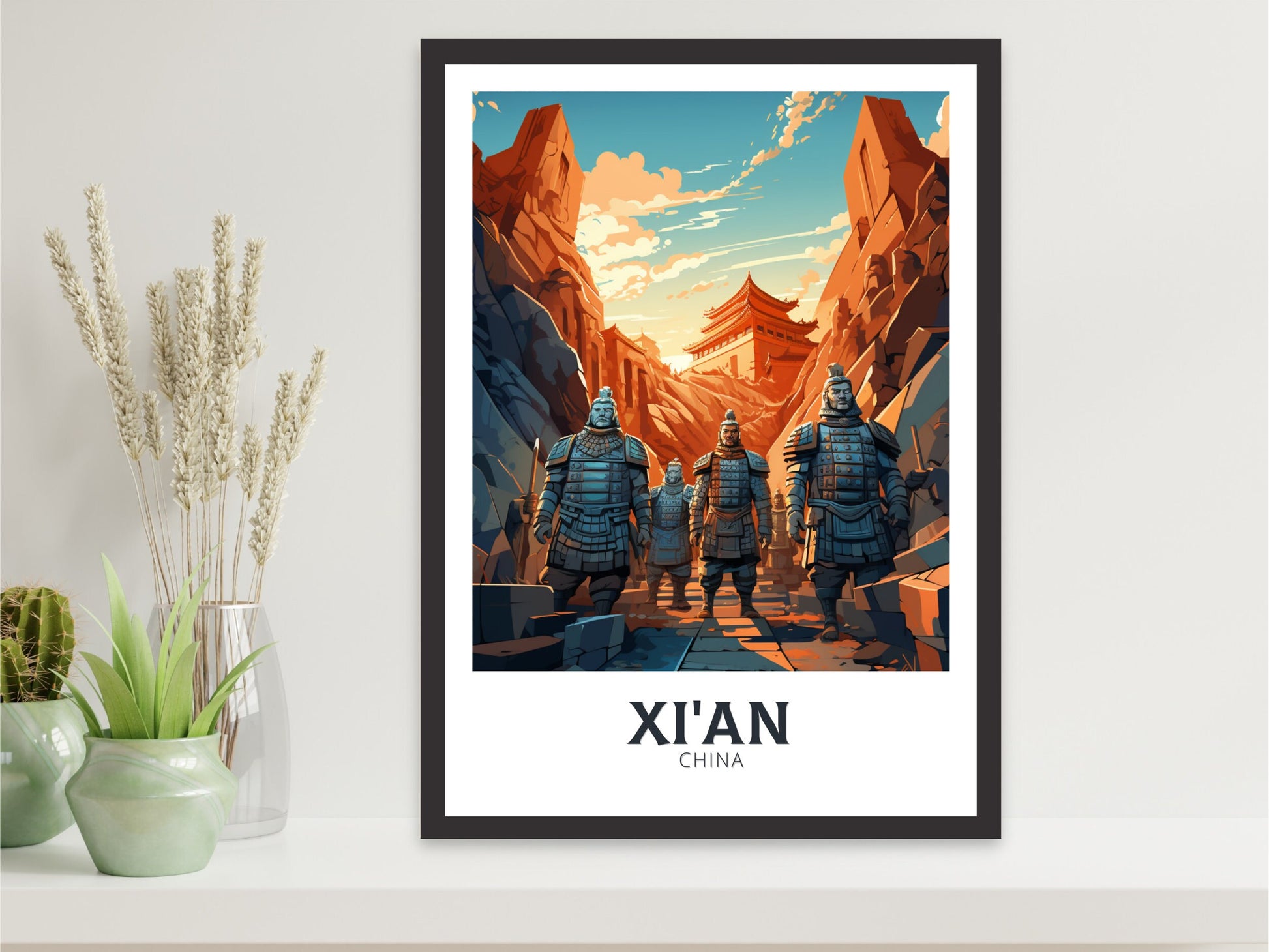 Xi'an Poster | Xi'an Print | Xi'an Illustration | Xi'an Travel Poster | China Travel Print | Xi'an Terracotta Army Print | China Army ID 859