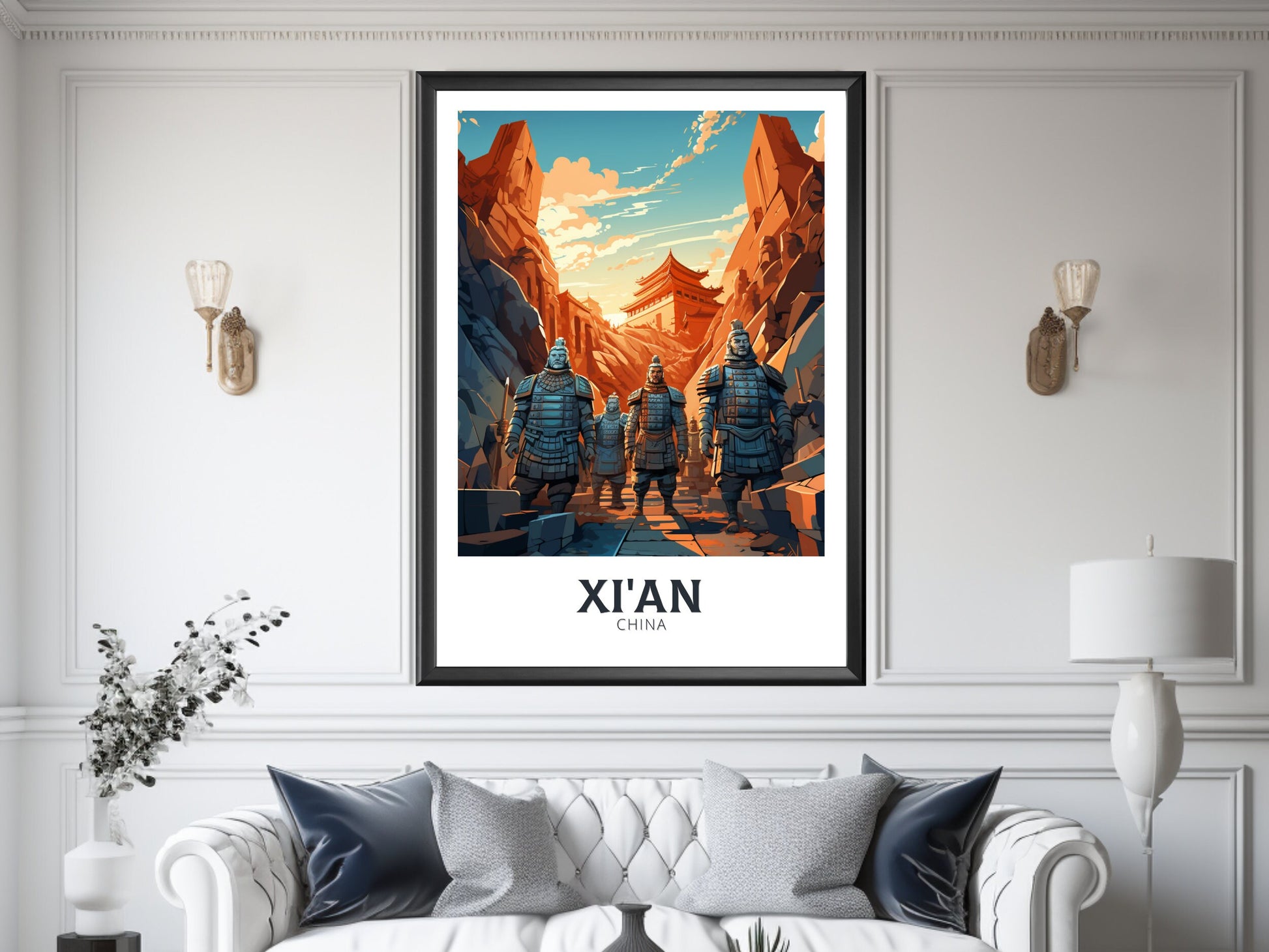 Xi'an Poster | Xi'an Print | Xi'an Illustration | Xi'an Travel Poster | China Travel Print | Xi'an Terracotta Army Print | China Army ID 859