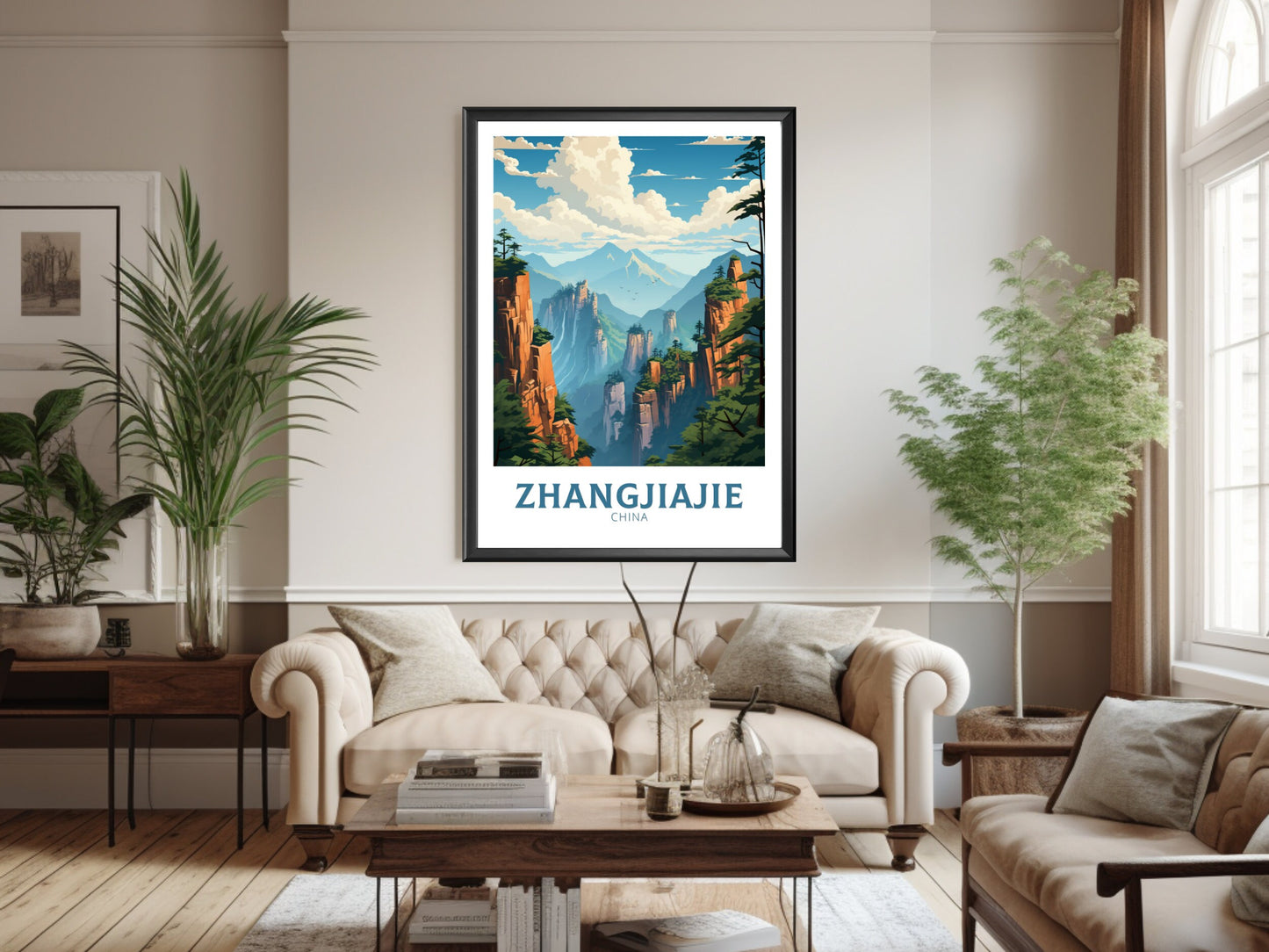 Zhangjiajie Print | Zhangjiajie Travel Poster | Zhangjiajie Illustration | Avatar Forest | Zhangjiajie National Forest Park Print | ID 858