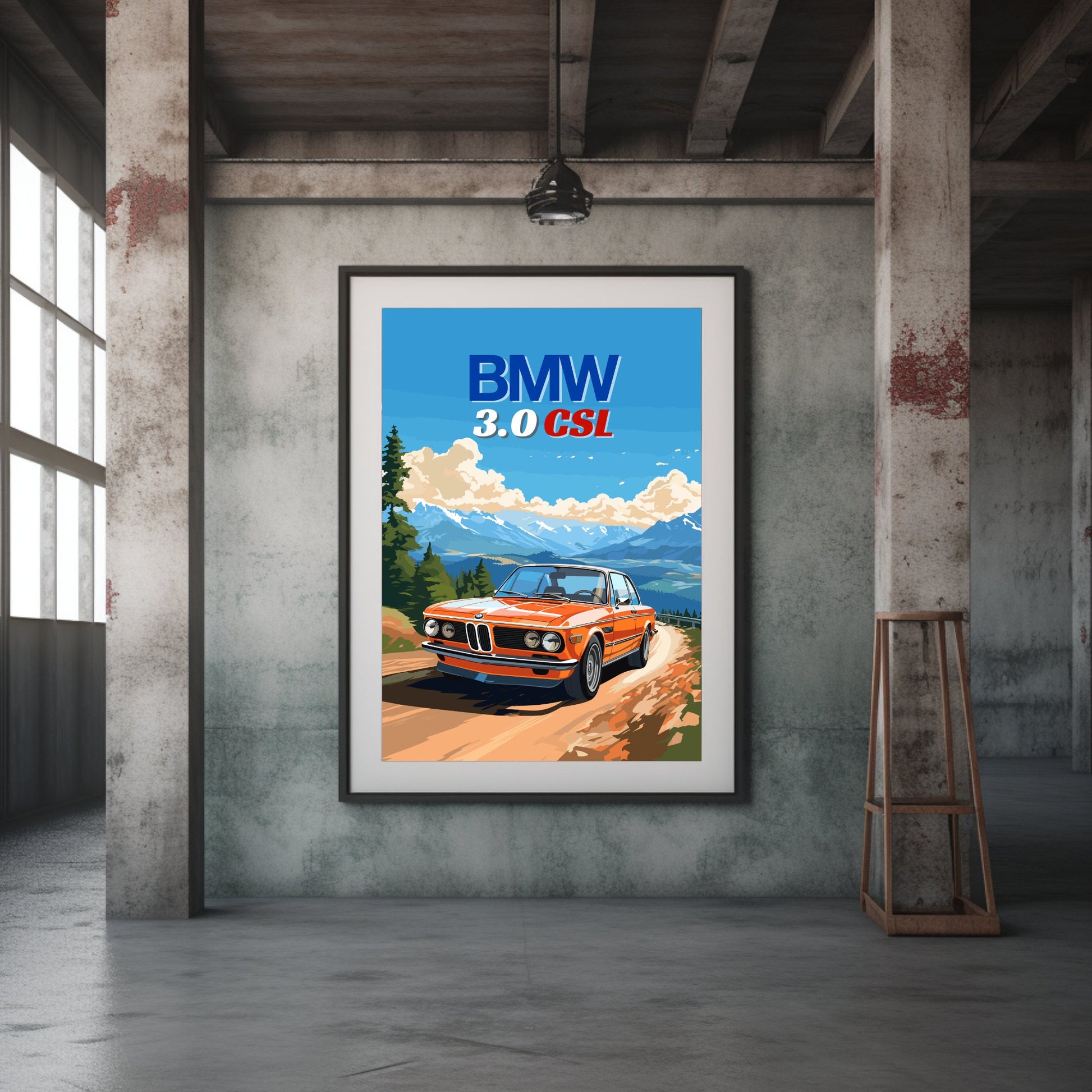 BMW 3.0 CSL Print, 1970s Car