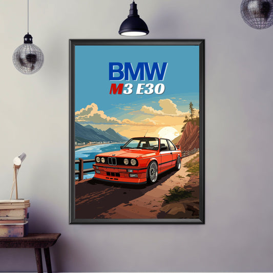 BMW M3 E30 Print, BMW M3 E30 Poster, 1980s Car, Vintage Car Print, Car Print, Car Poster, Car Art, Classic Car Print, German Car, Race Car