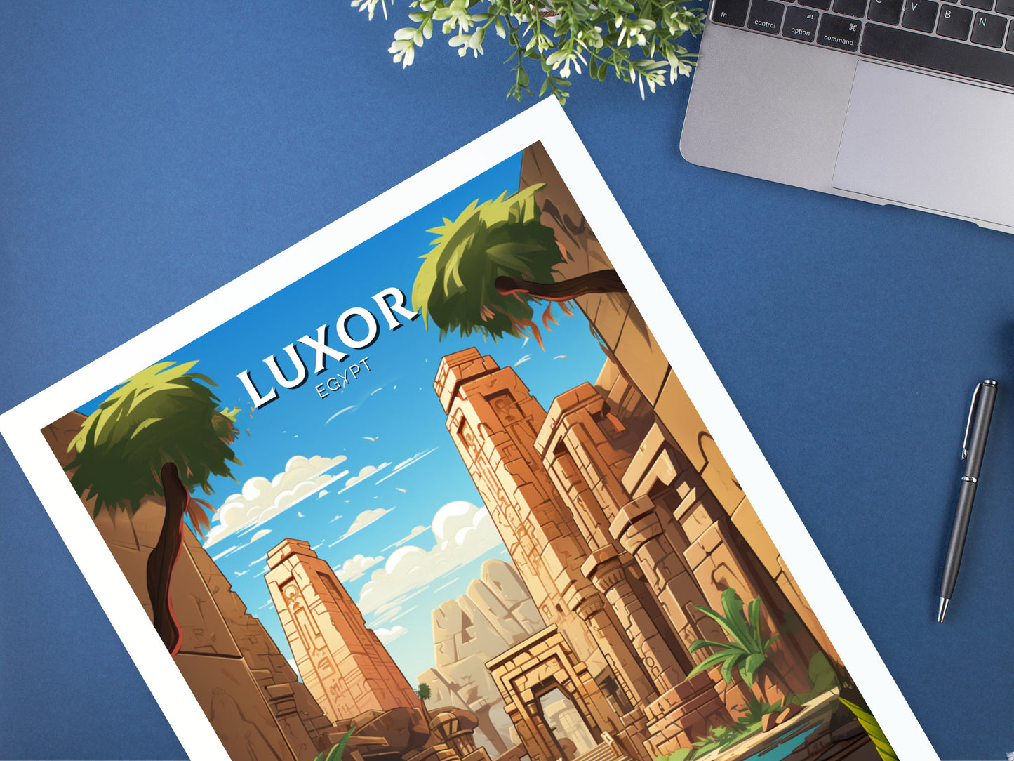 Luxor Travel Print | Luxor Illustration | Luxor Wall Art | Africa Print | Egypt Decor | Luxor Poster | Egyptian Temples Poster | ID 929