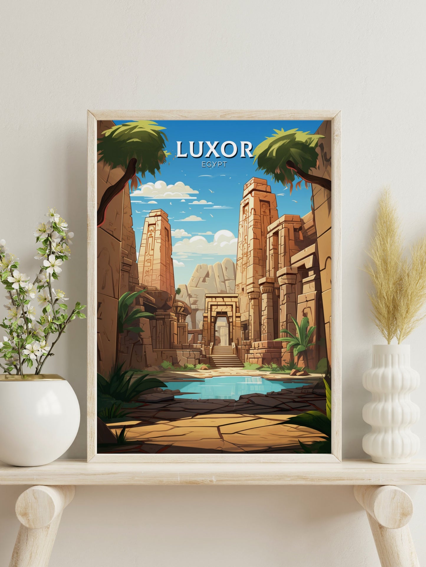 Luxor Travel Print | Luxor Illustration | Luxor Wall Art | Africa Print | Egypt Decor | Luxor Poster | Egyptian Temples Poster | ID 929