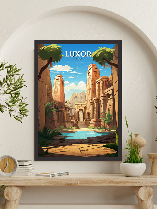 Luxor Travel Print | Luxor Illustration | Luxor Wall Art | Africa Print | Egypt Decor | Luxor Poster | Egyptian Temples Poster | ID 929