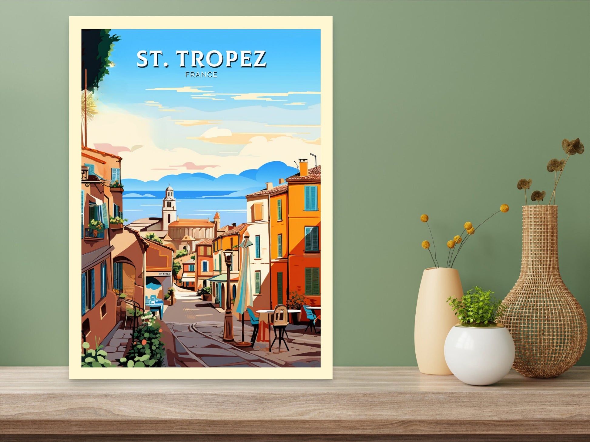 St Tropez Print | St Tropez Illustration | St Tropez Poster | St Tropez Art | France Print | France Poster | St Tropez Affiche | ID 925