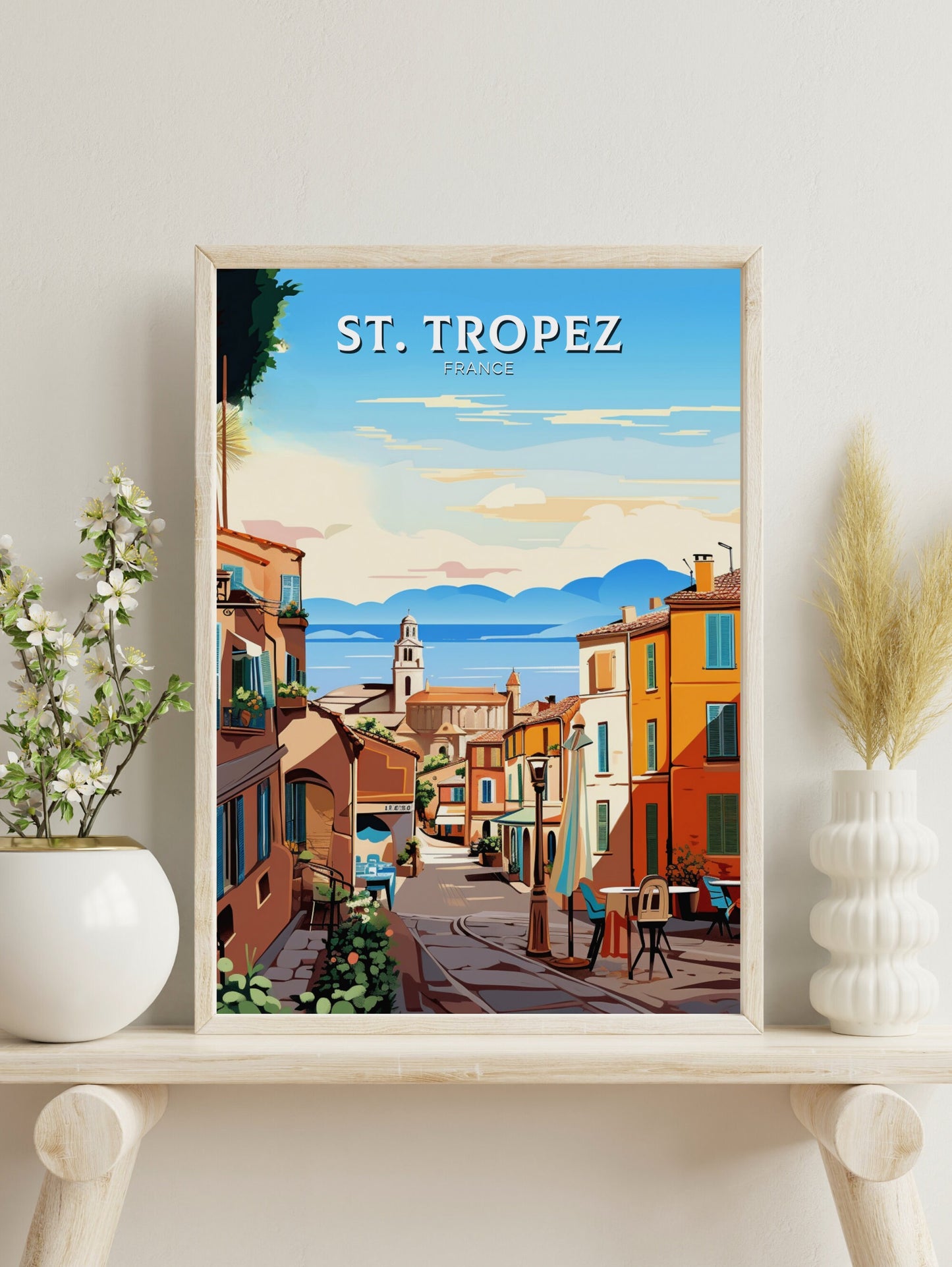 St Tropez Print | St Tropez Illustration | St Tropez Poster | St Tropez Art | France Print | France Poster | St Tropez Affiche | ID 925