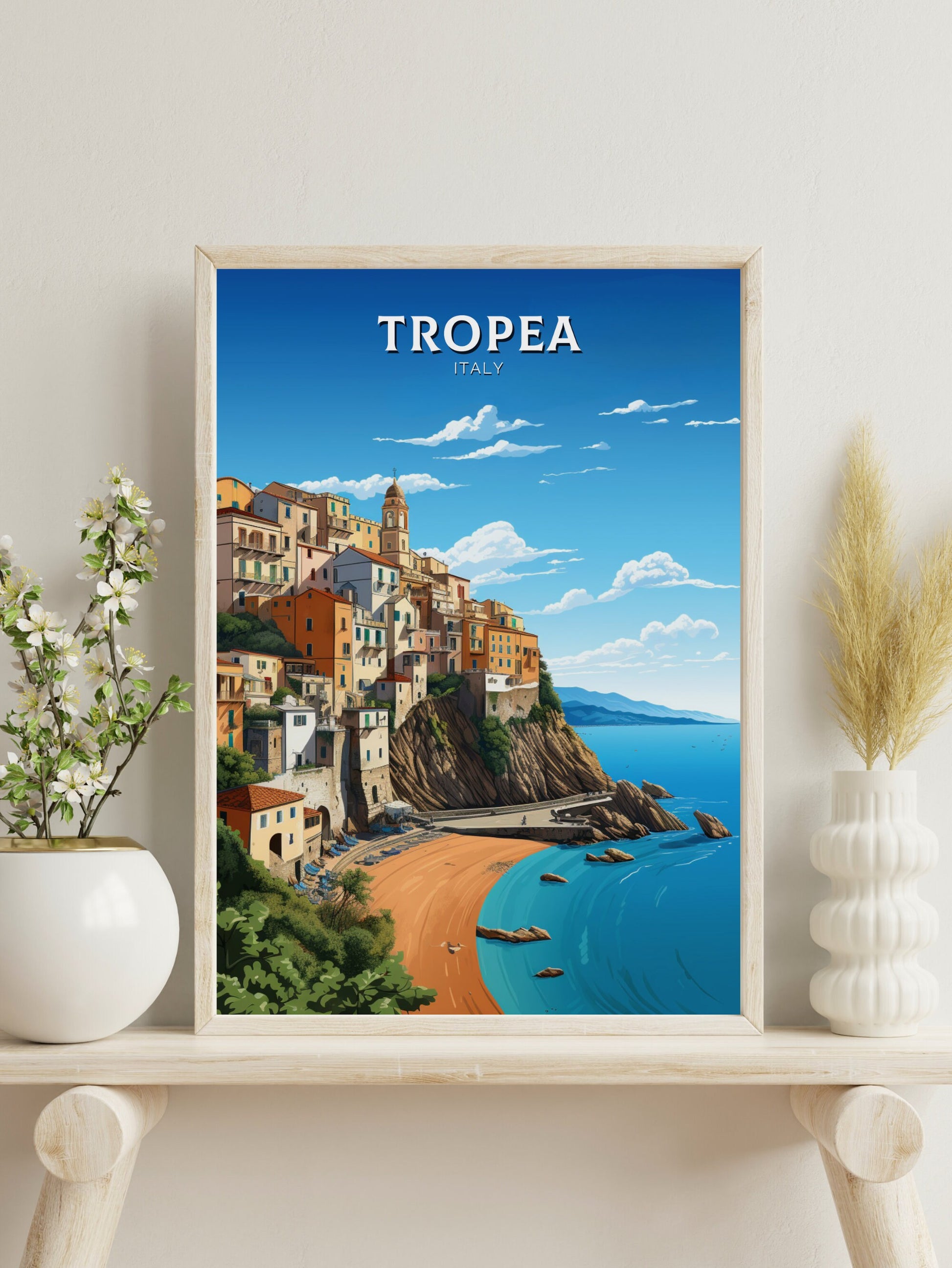 Tropea Travel Poster | Tropea Travel Print | Tropea Illustration | Tropea Print | Tropea Wall Art | Italy Poster | Italy Décor | ID 924