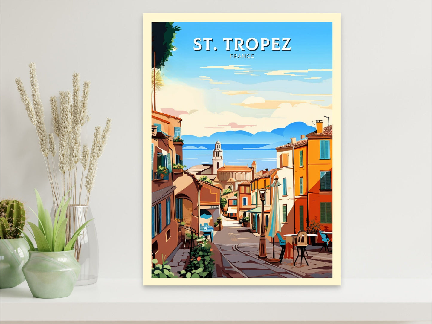 St Tropez Print | St Tropez Illustration | St Tropez Poster | St Tropez Art | France Print | France Poster | St Tropez Affiche | ID 925