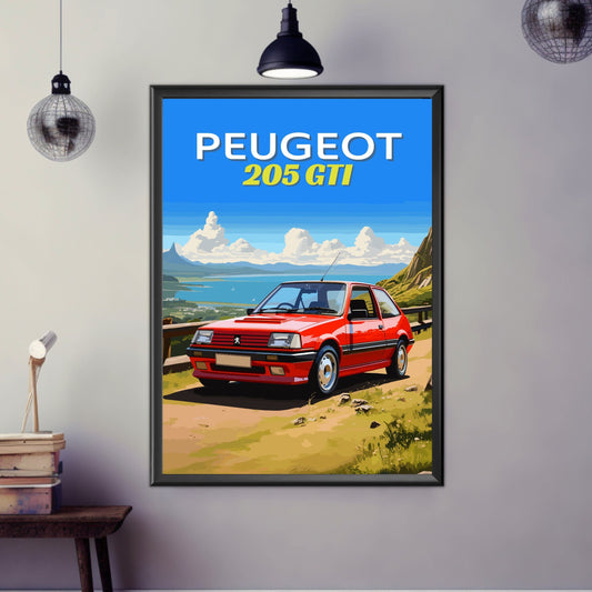 Peugeot 205 GTI Print, Peugeot 205 GTI Poster, 1980s Car Print, Classic Car Print, Car Print, Car Poster, Car Art