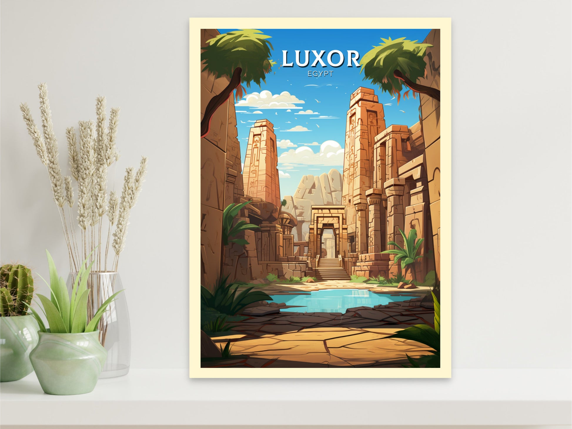 Luxor Travel Print | Luxor Illustration | Luxor Wall Art | Africa Print | Egypt Decor | Luxor Poster | Egyptian Temples Poster | ID 929