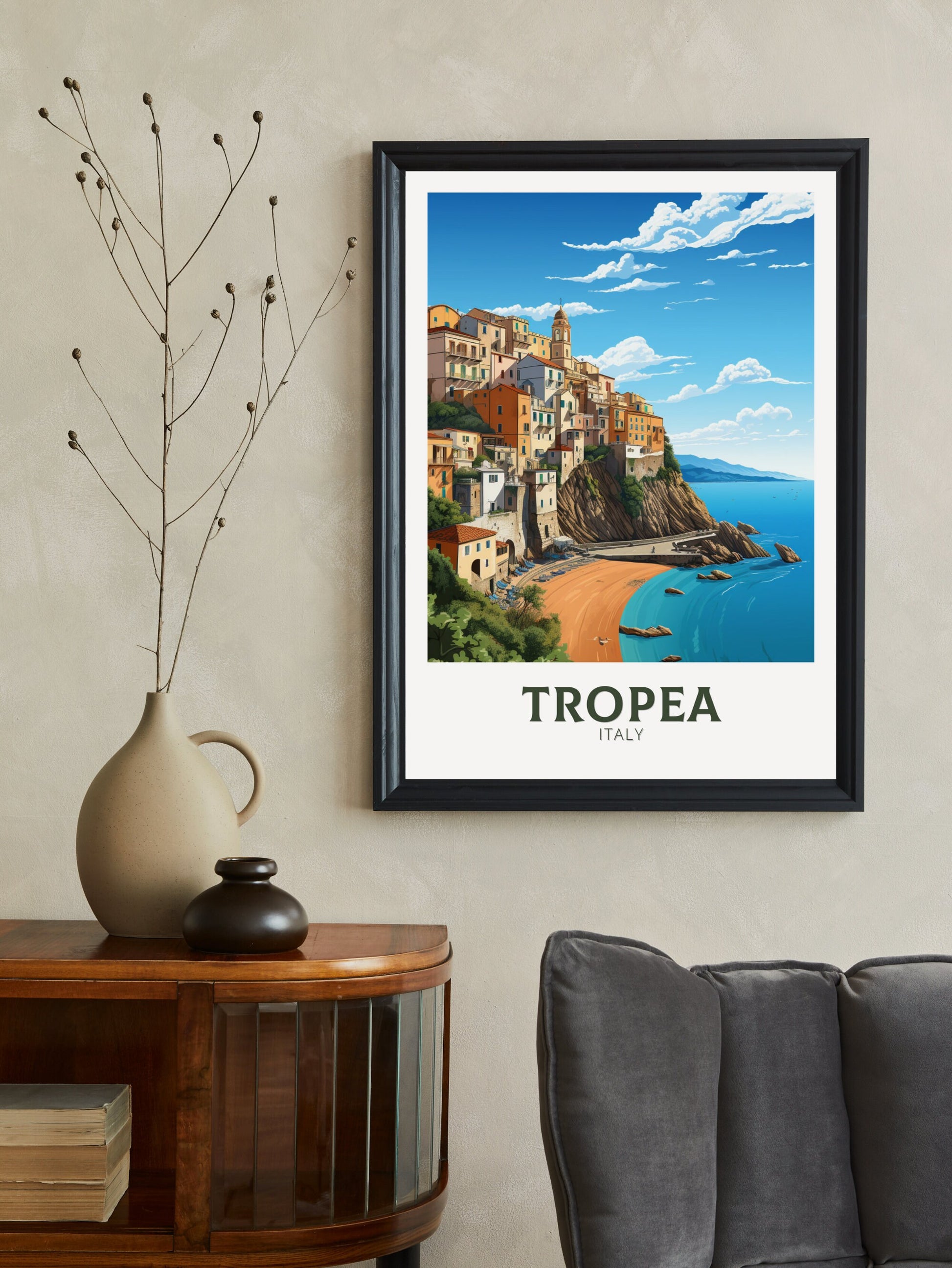 Tropea Travel Print | Tropea Travel Poster | Tropea Illustration | Tropea Poster | Tropea Wall Art | Italy Print | Italy Décor | ID 936