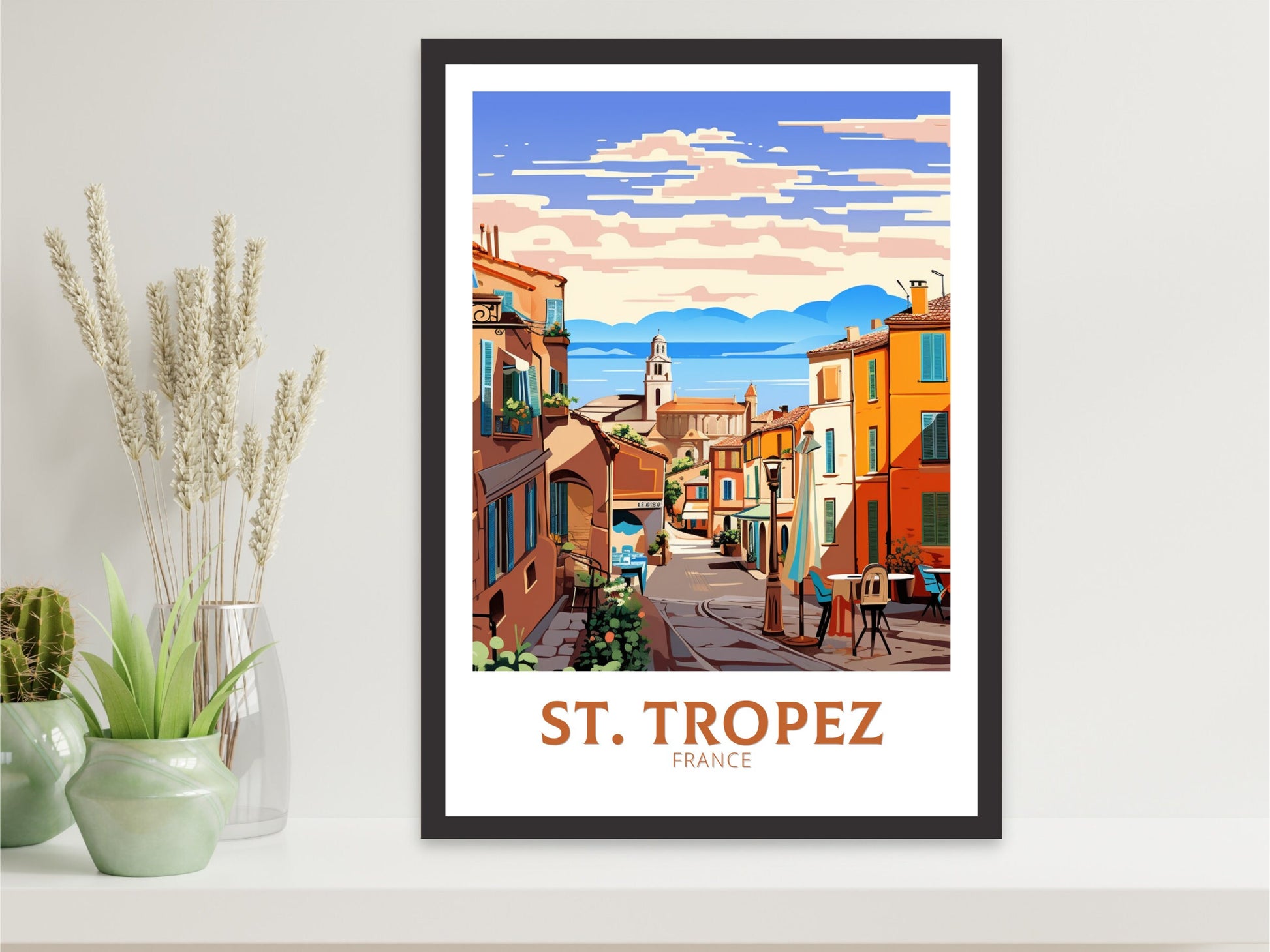 St Tropez Poster | St Tropez Illustration | St Tropez Print | St Tropez Art | France Poster | France Print | St Tropez Affiche | ID 921