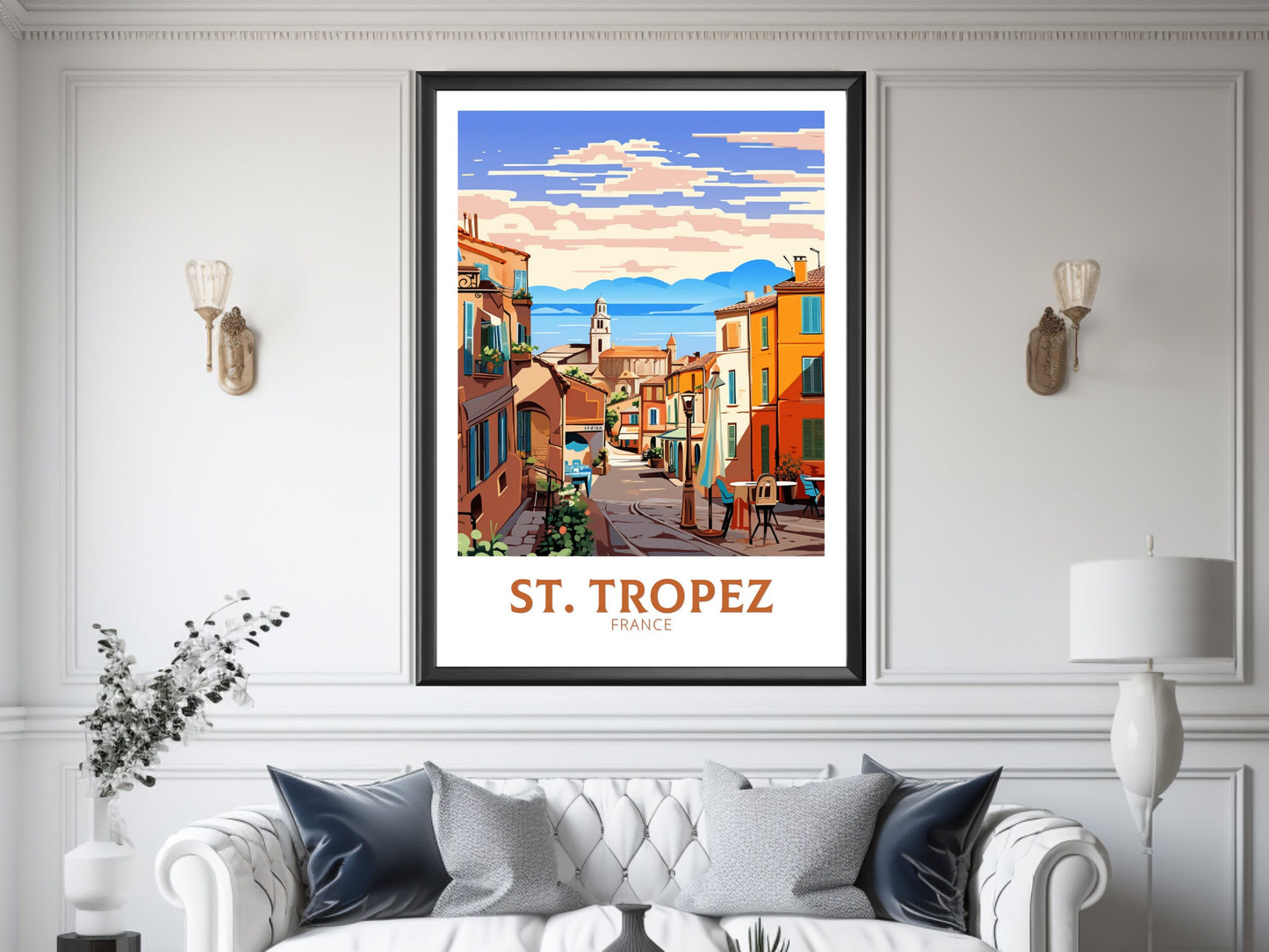 St Tropez Poster | St Tropez Illustration | St Tropez Print | St Tropez Art | France Poster | France Print | St Tropez Affiche | ID 921