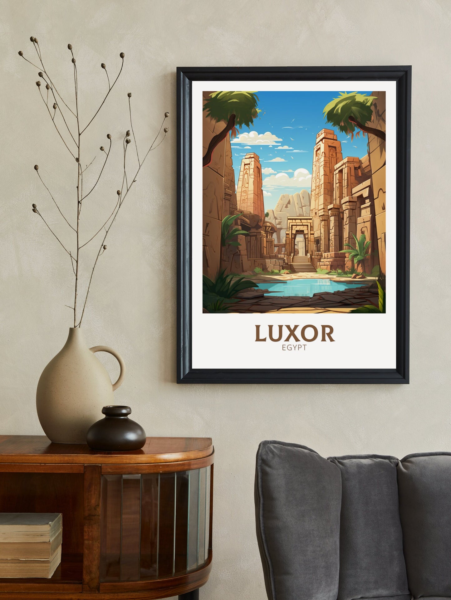 Luxor Travel Poster | Luxor Illustration | Luxor Wall Art | Africa Poster | Egypt Decor | Luxor Print | Egyptian Temples Print | ID 934