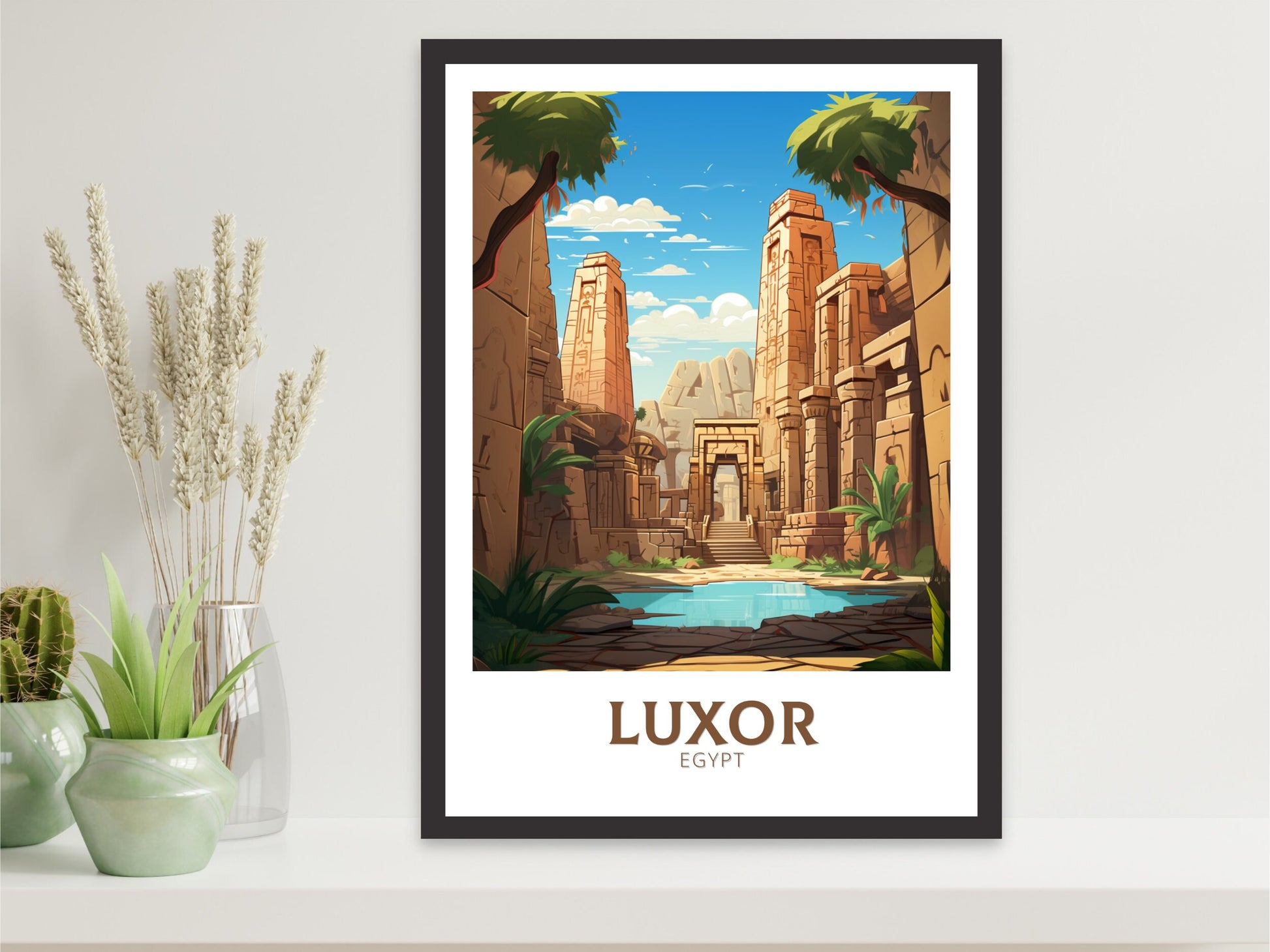 Luxor Travel Poster | Luxor Illustration | Luxor Wall Art | Africa Poster | Egypt Decor | Luxor Print | Egyptian Temples Print | ID 934