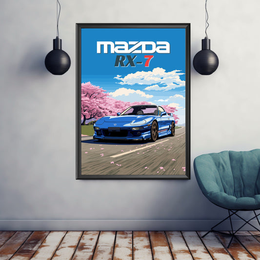 Mazda RX-7 Print, 1990s Car Print, Mazda RX-7 Poster, Car Art, Japanese Car Print, Sports Car Print, Car Print, Car Poster