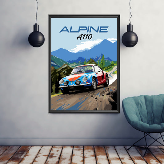 Alpine A110 Poster, Vintage Car Print, Alpine A110 Print, 1970s Car Print, Car Print, Car Poster, Car Art, Classic Car Print,Rally Car Print