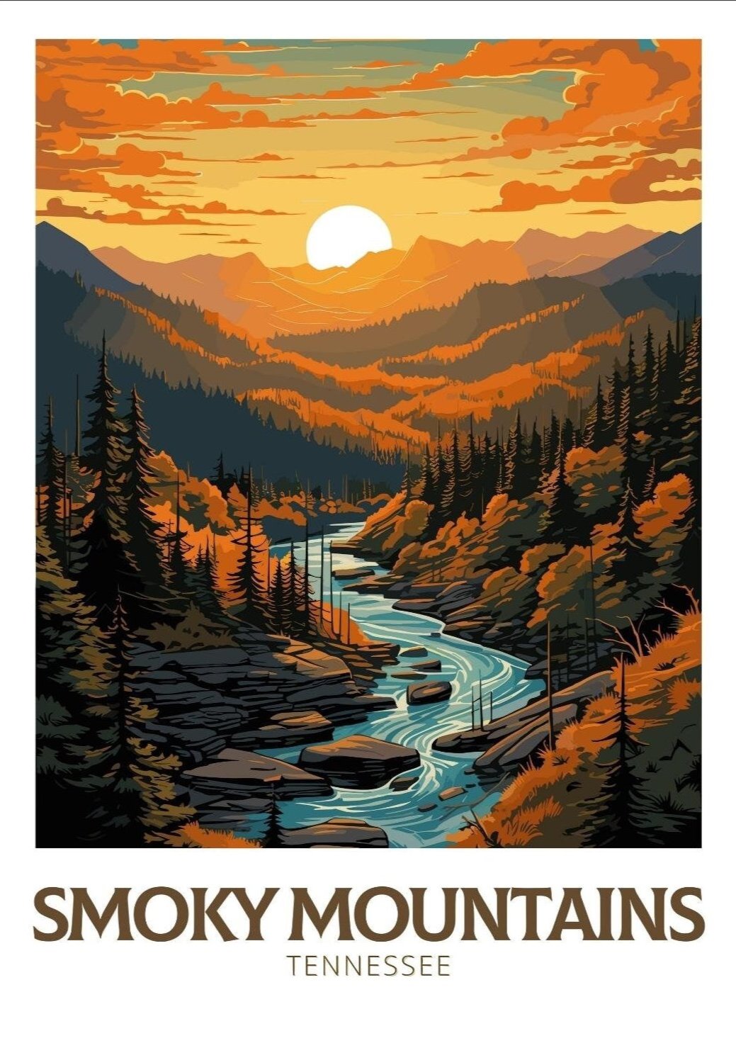 North AmericaGREAT SMOKY MOUNTAINS TRAVEL POSTER - NATIONAL PARK ARTWORK