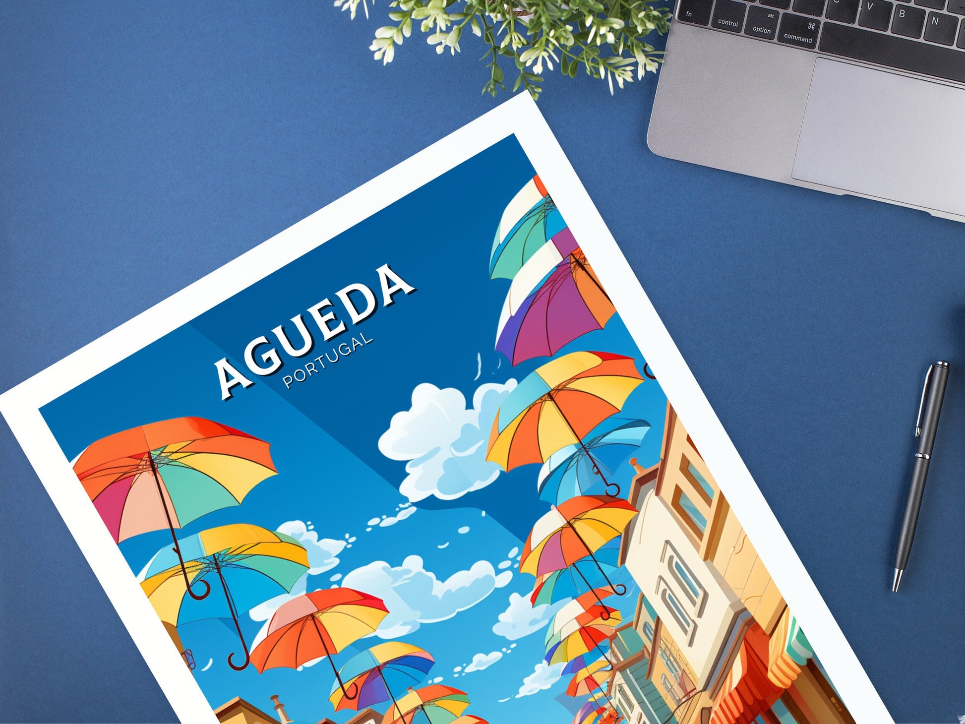 Agueda Poster | Agueda Travel Print | Agueda Illustration | Agueda Wall Art | Agueda Print | Portugal Print | Agueda Umbrellas | ID 877