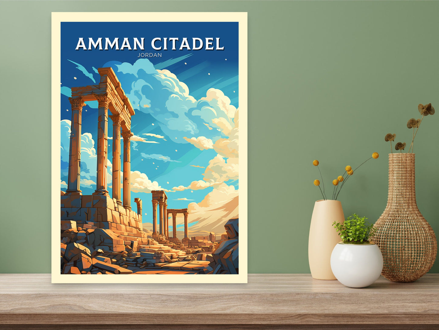 Amman Citadel Print | Amman Citadel Illustration | Amman Citadel Poster | Jordan Print | Jordan Poster | Jordan Wall Art | ID 878