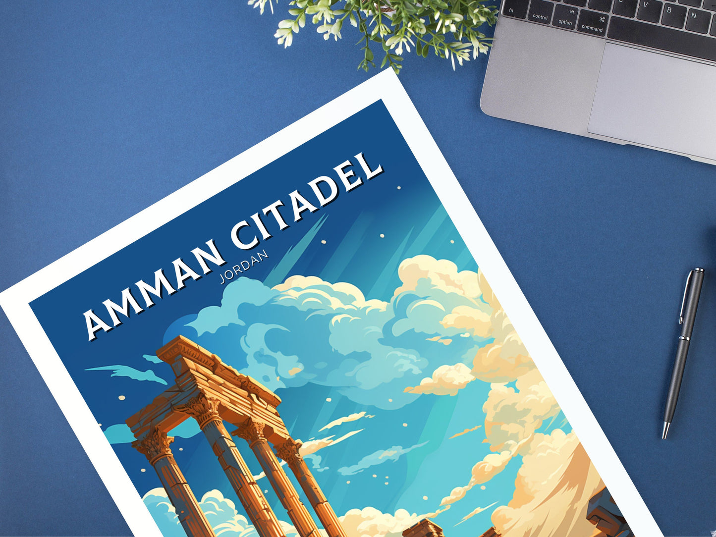 Amman Citadel Print | Amman Citadel Illustration | Amman Citadel Poster | Jordan Print | Jordan Poster | Jordan Wall Art | ID 878