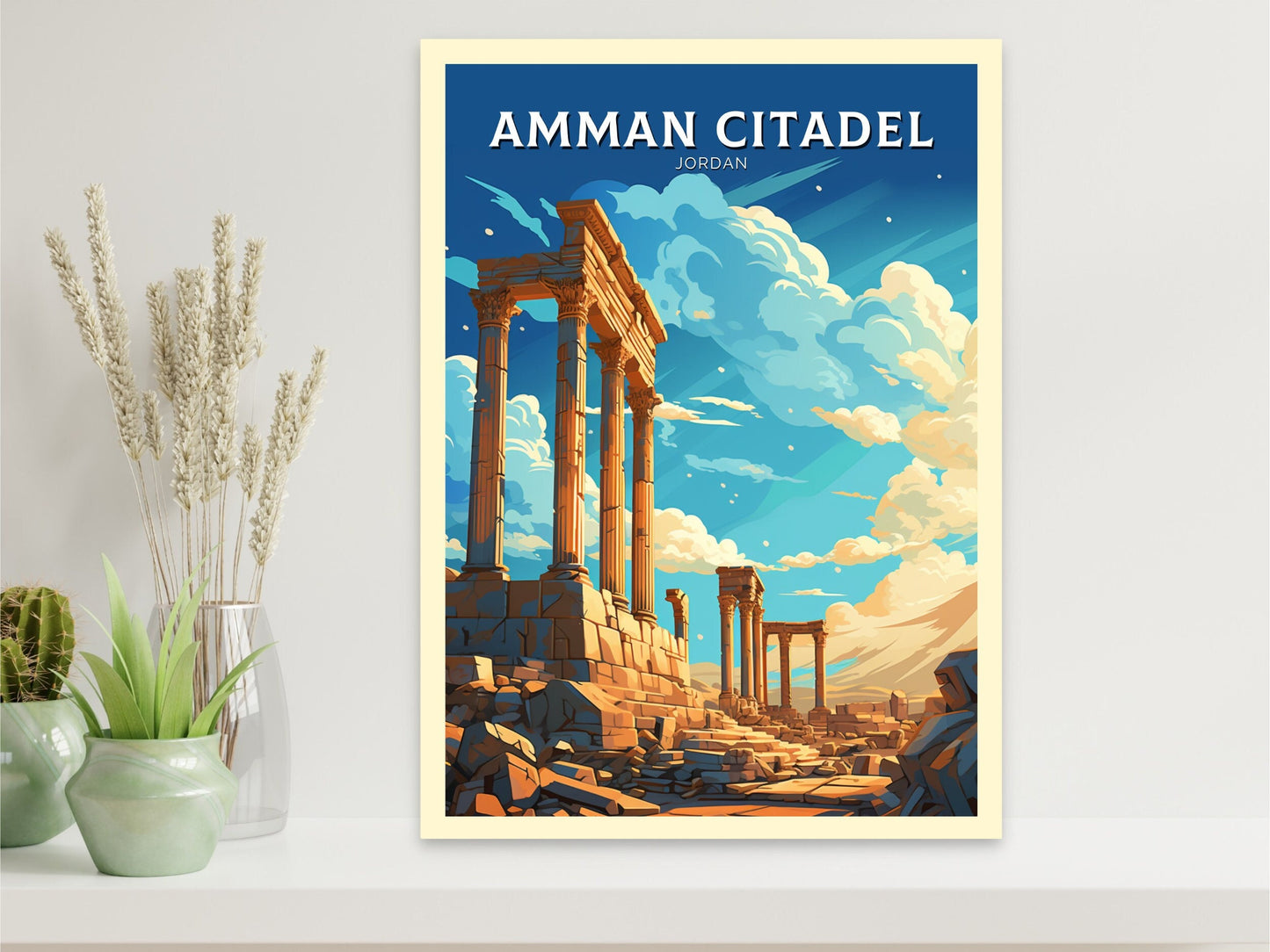 Amman Citadel Print | Amman Citadel Illustration | Amman Citadel Poster | Jordan Print | Jordan Poster | Jordan Wall Art | ID 878