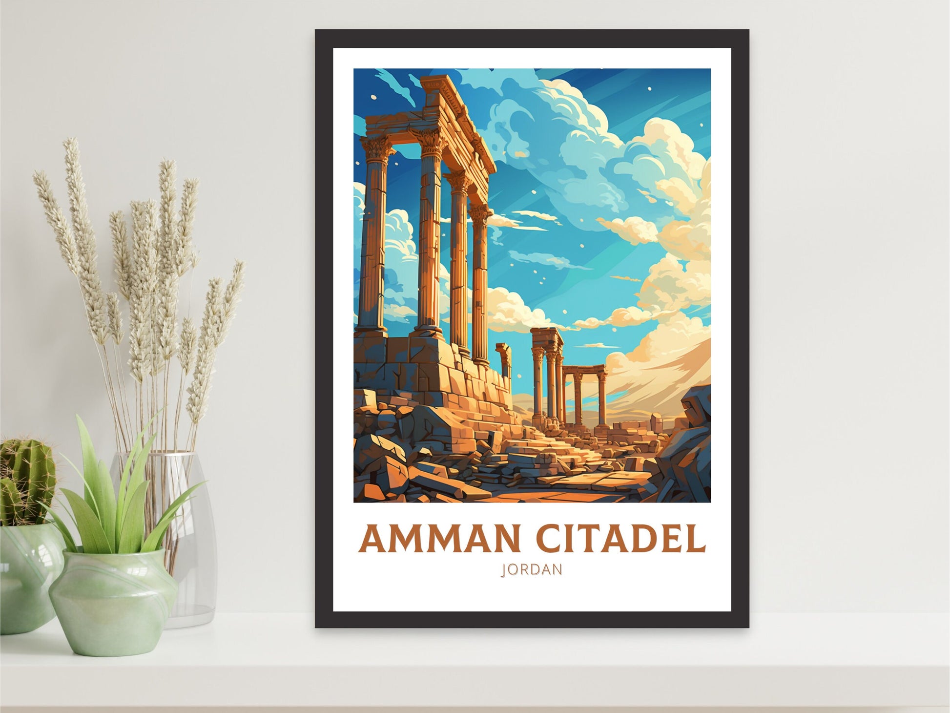 Amman Citadel Print | Amman Citadel Illustration | Amman Citadel Poster | Jordan Print | Jordan Poster | Jordan Wall Art | ID 882