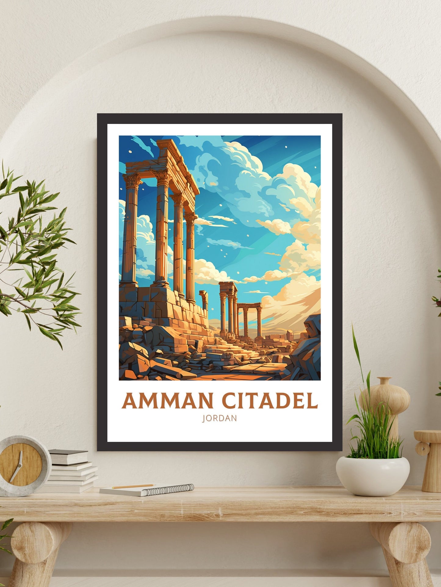 Amman Citadel Print | Amman Citadel Illustration | Amman Citadel Poster | Jordan Print | Jordan Poster | Jordan Wall Art | ID 882