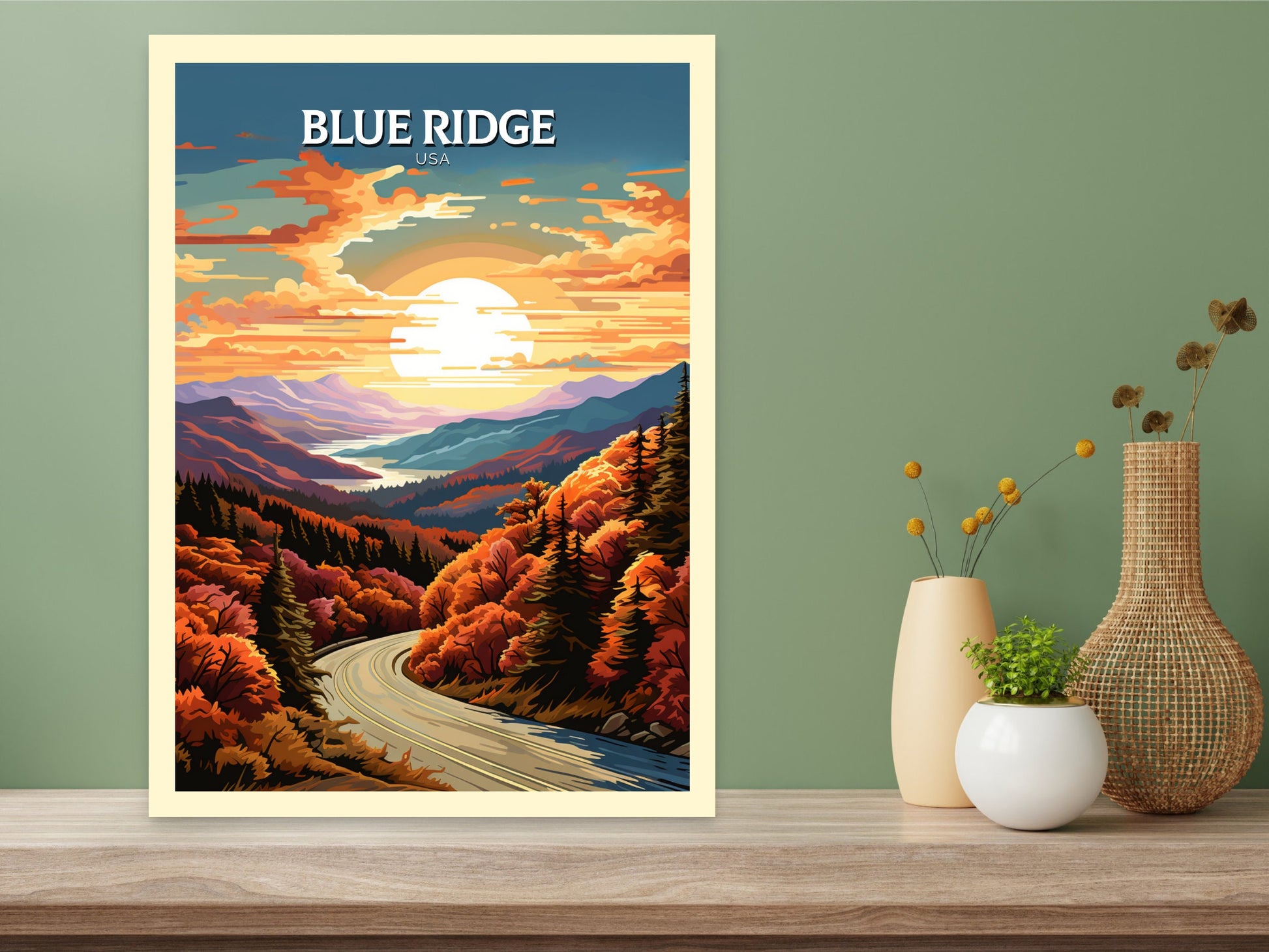 Blue Ridge Parkway Print | Blue Ridge Poster | Blue Ridge Parkway Decor | USA Travel Print | Blue Ridge Parkway Wall Art | ID 880