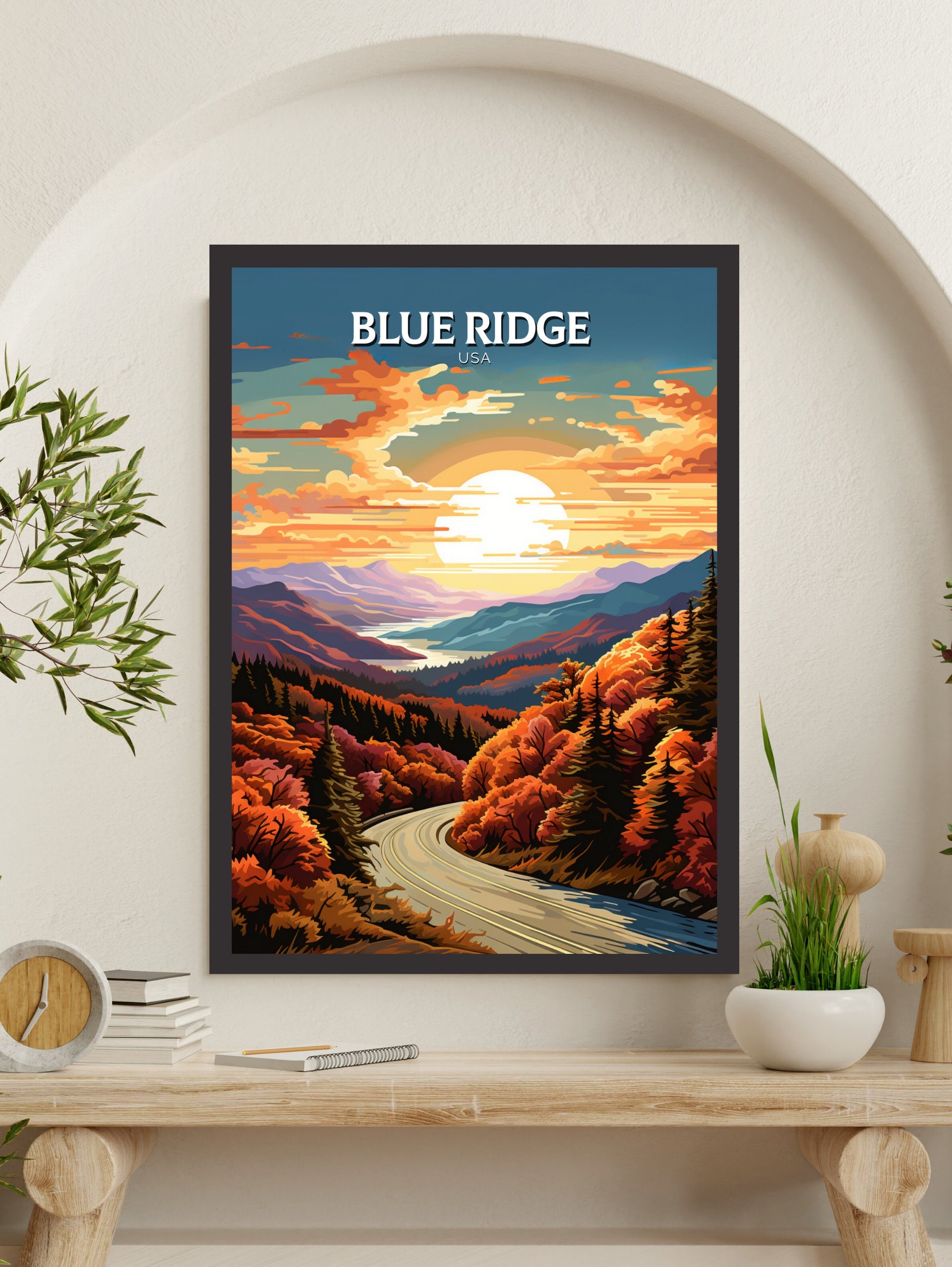 Blue Ridge Parkway Print | Blue Ridge Poster | Blue Ridge Parkway Decor | USA Travel Print | Blue Ridge Parkway Wall Art | ID 880