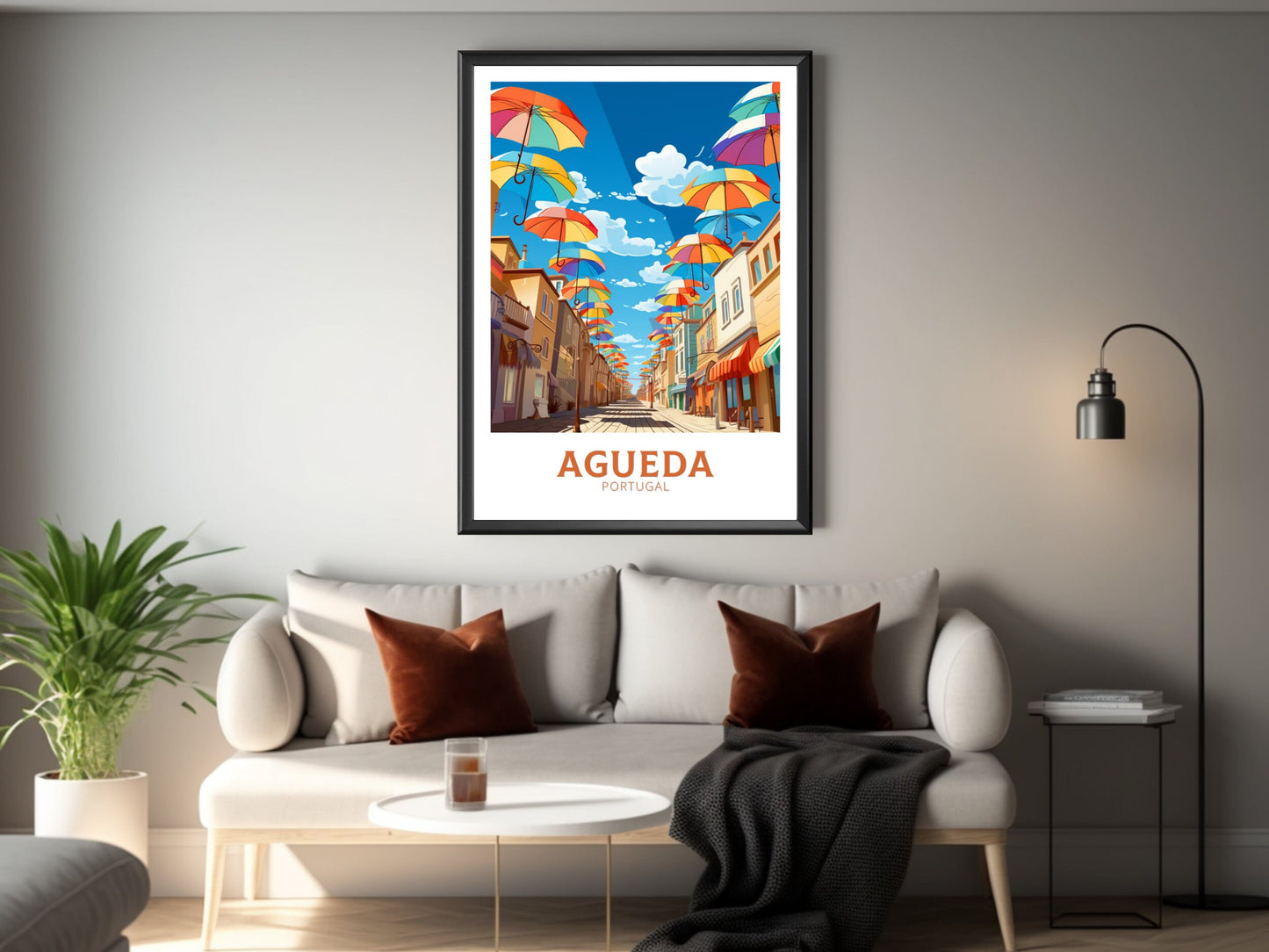 Agueda Poster | Agueda Travel Print | Agueda Illustration | Agueda Wall Art | Agueda Print | Portugal Print | Agueda Umbrellas | ID 881