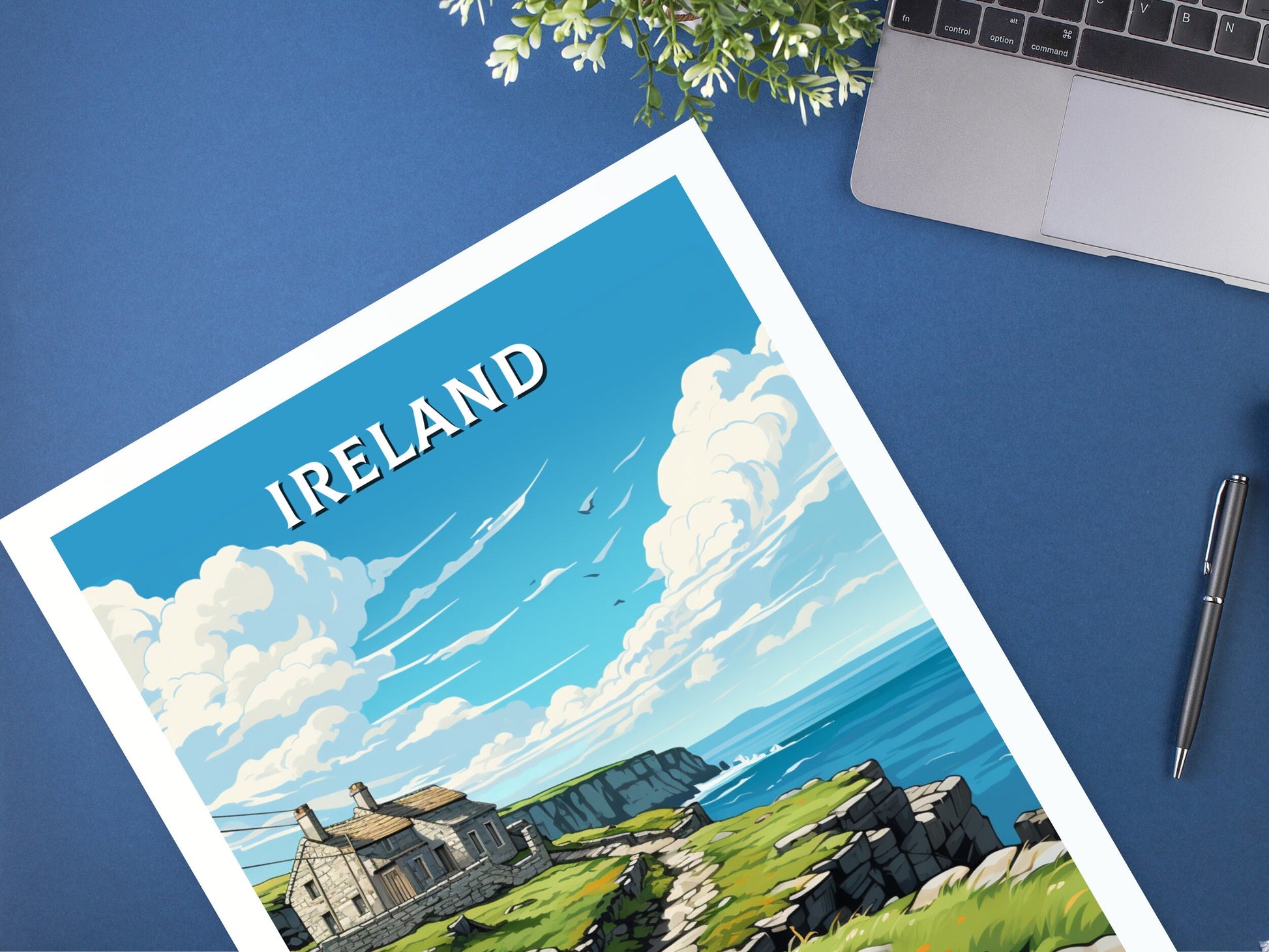 Ireland Travel Print | Ireland Illustration | Ireland Poster | Ireland Art | Emerald Isle's cliffs Art | Cliffs of Mother Print | ID 885