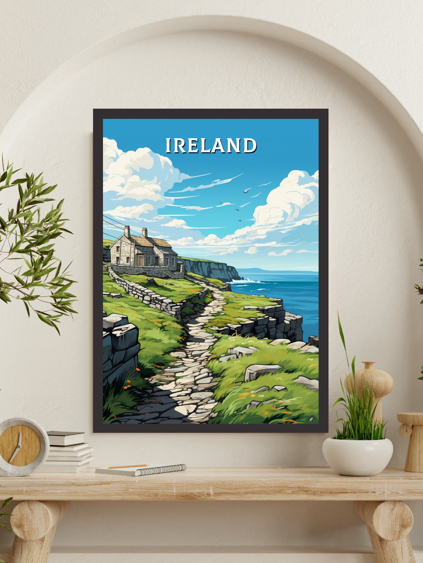 Ireland Travel Print | Ireland Illustration | Ireland Poster | Ireland Art | Emerald Isle's cliffs Art | Cliffs of Mother Print | ID 885