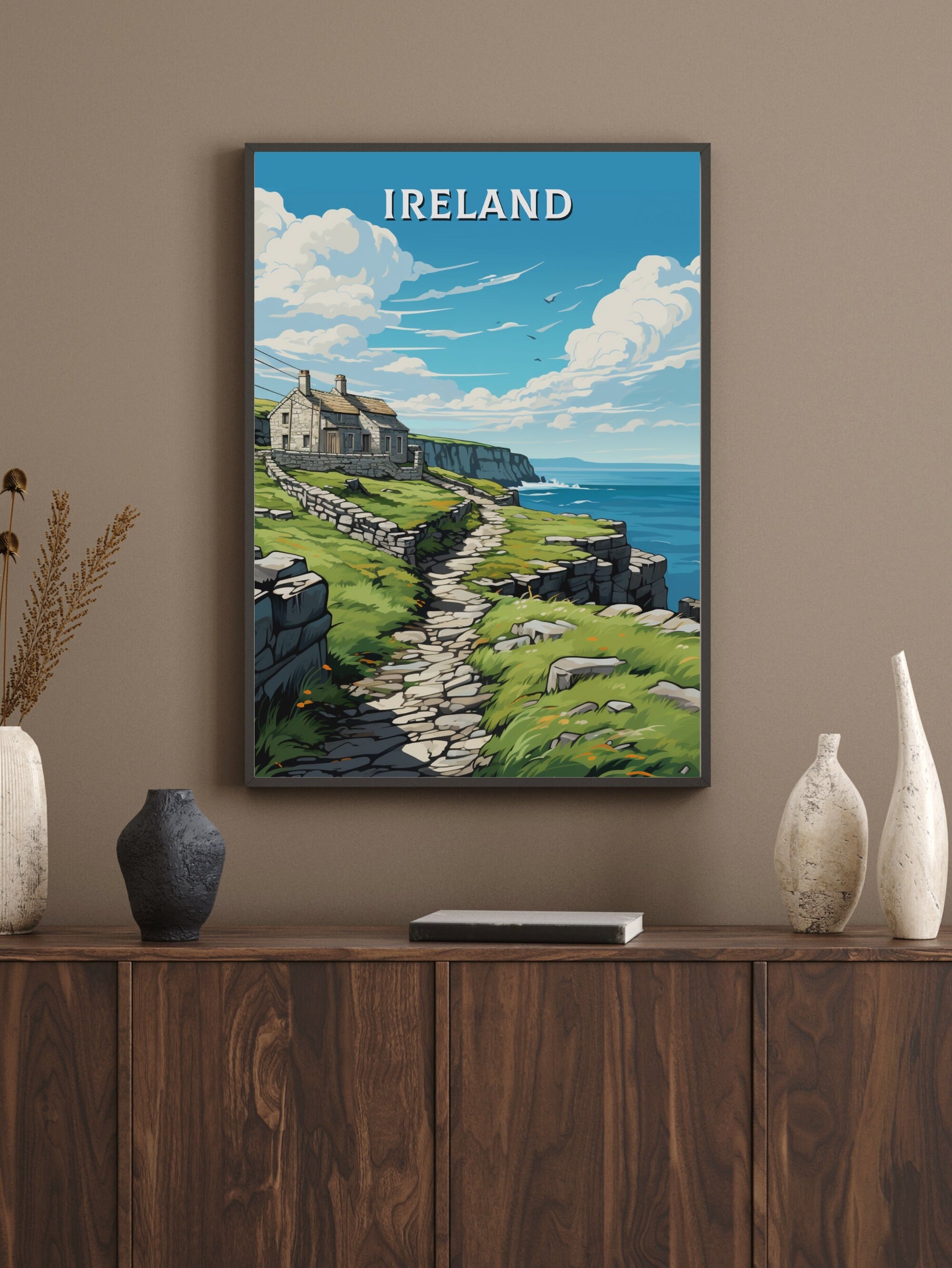 Ireland Travel Print | Ireland Illustration | Ireland Poster | Ireland Art | Emerald Isle's cliffs Art | Cliffs of Mother Print | ID 885