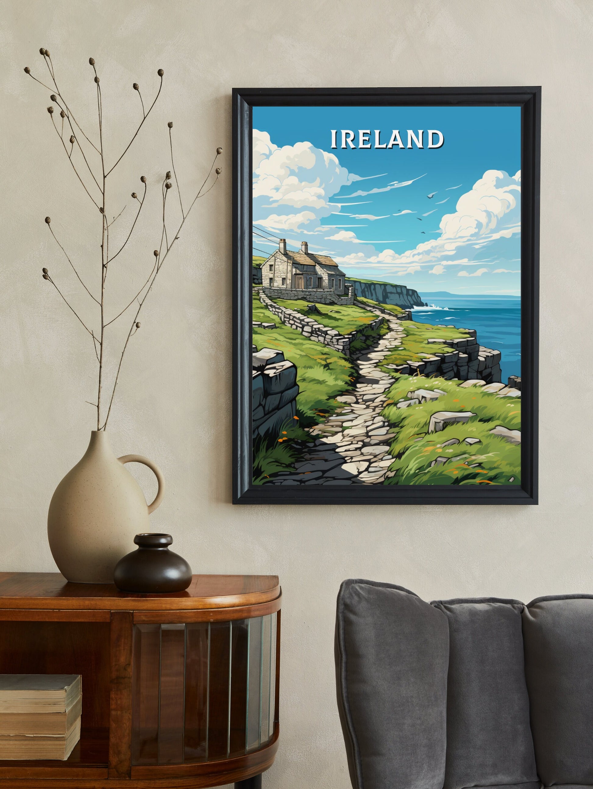 Ireland Travel Print | Ireland Illustration | Ireland Poster | Ireland Art | Emerald Isle's cliffs Art | Cliffs of Mother Print | ID 885