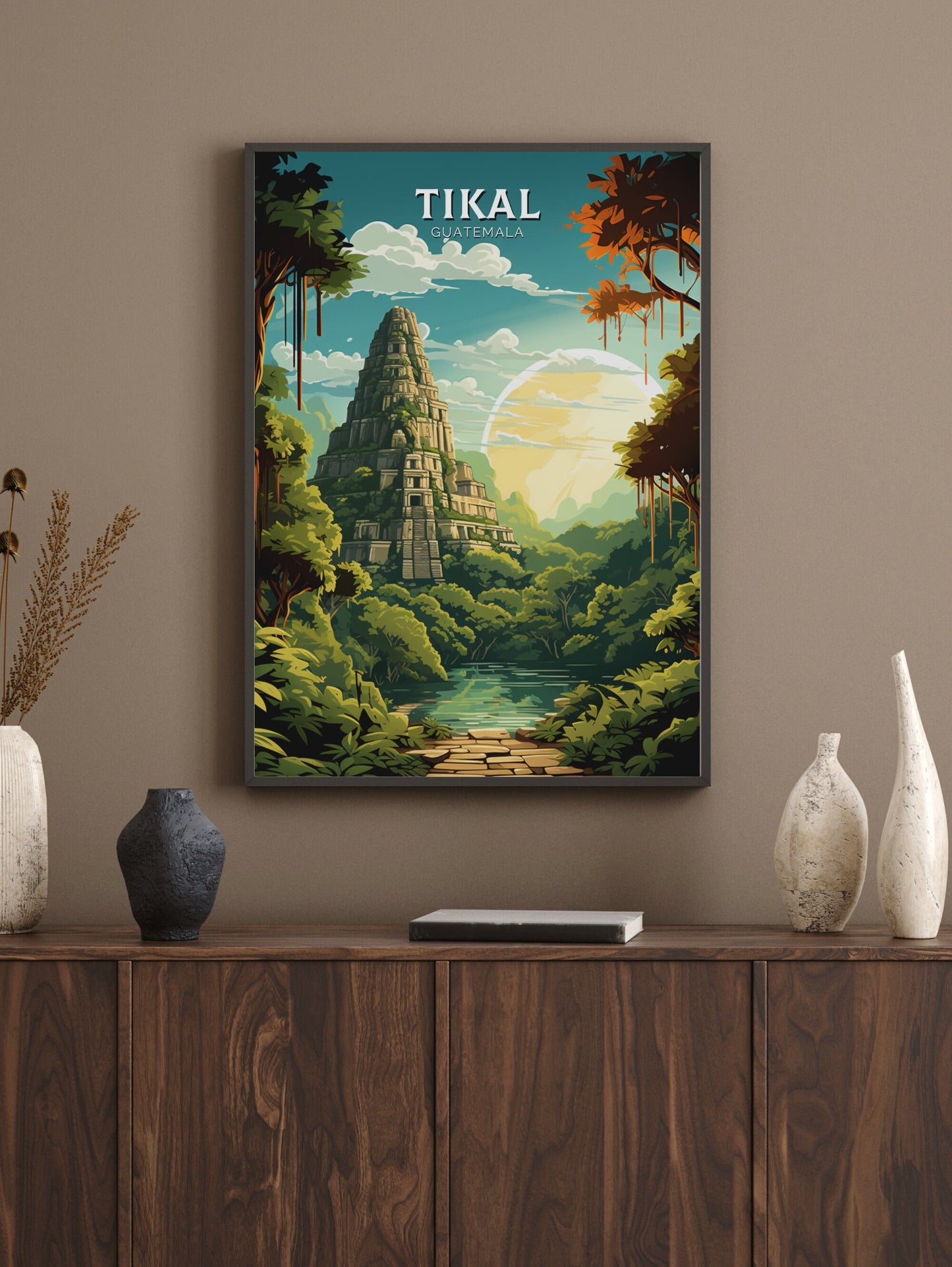 Tikal Travel Poster | Tikal Wall Art | Tikal Travel Print | Housewarming Gift | Guatemala Poster | South America poster | ID 886