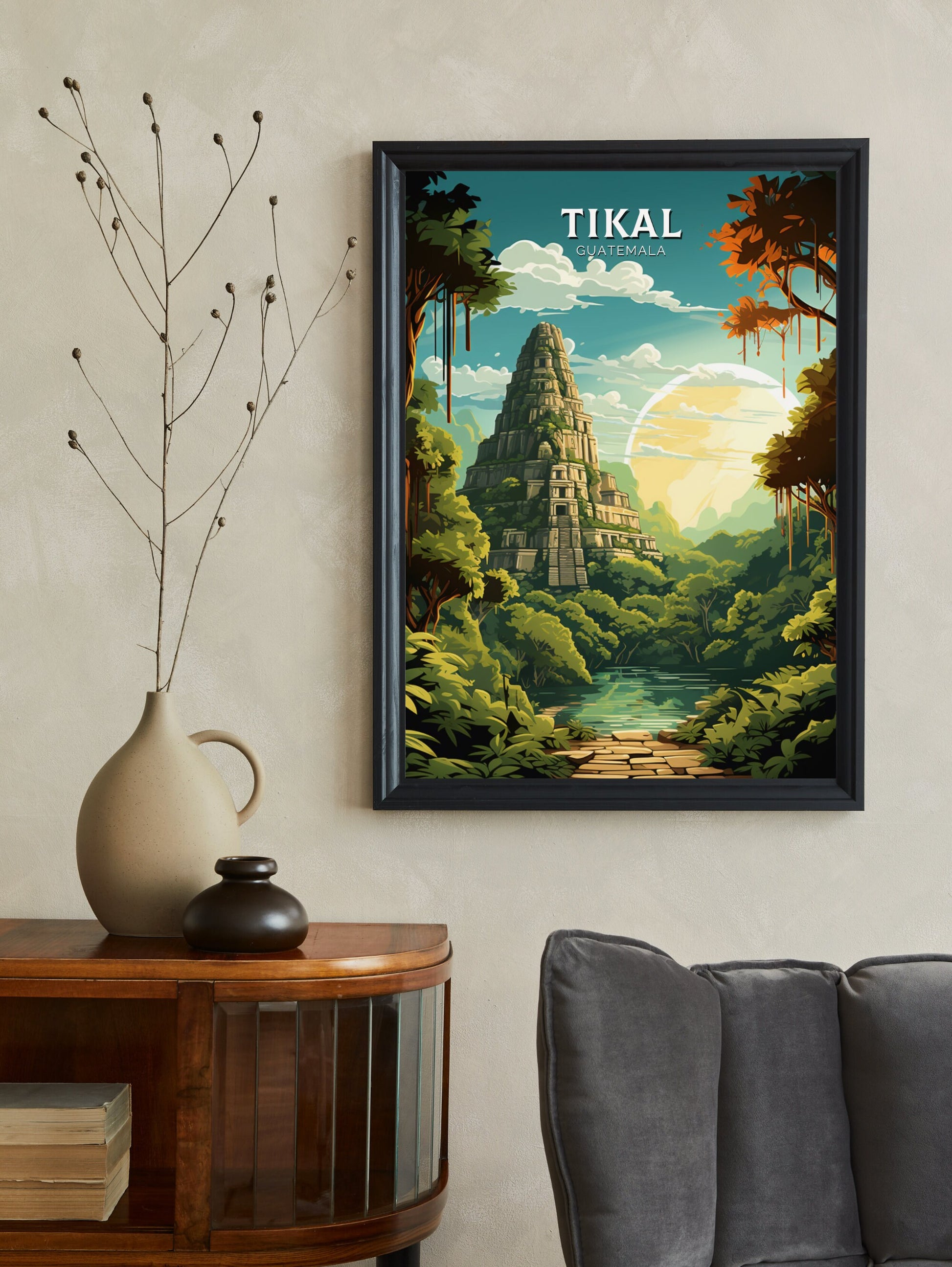 Tikal Travel Poster | Tikal Wall Art | Tikal Travel Print | Housewarming Gift | Guatemala Poster | South America poster | ID 886