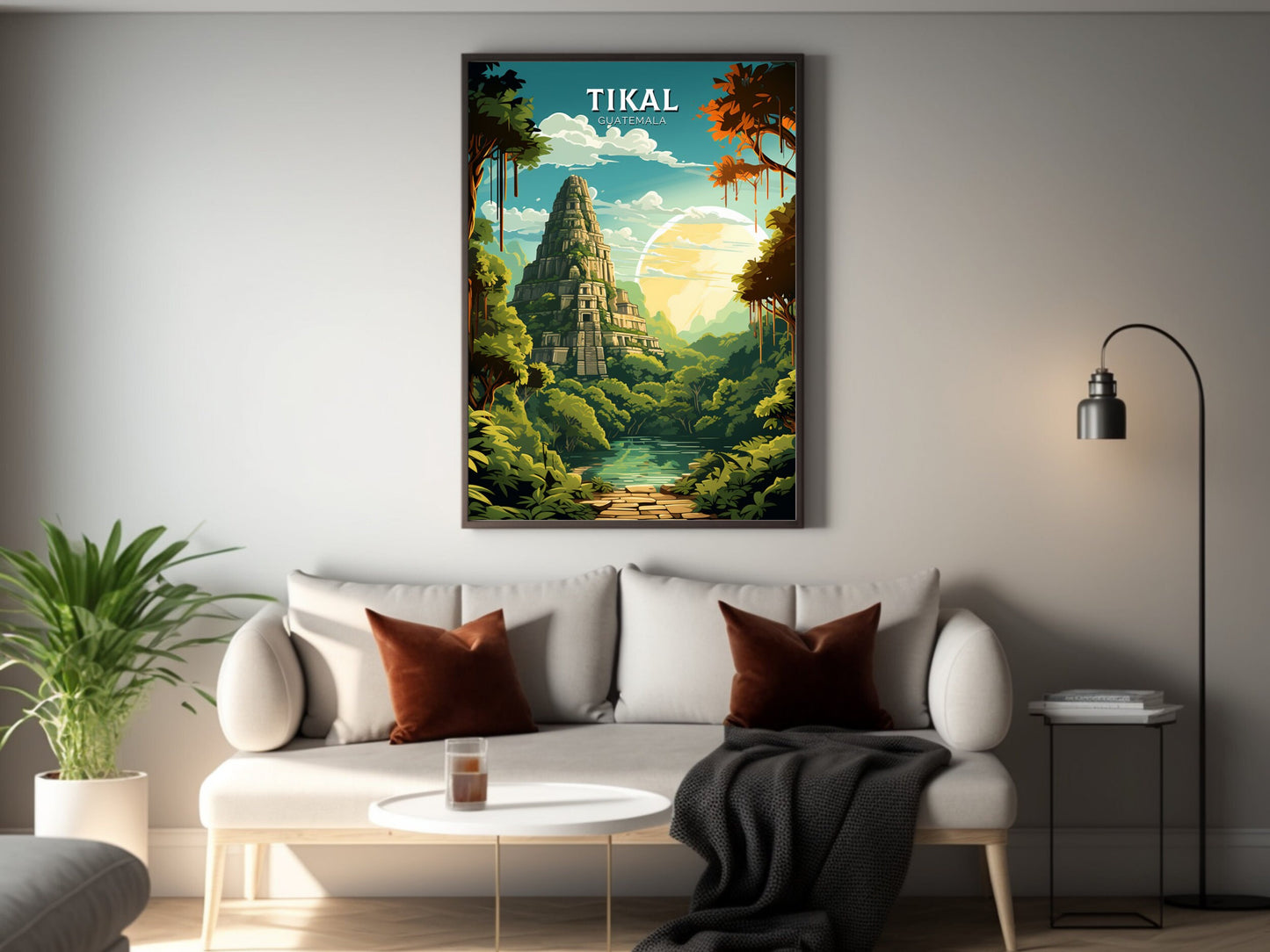 Tikal Travel Poster | Tikal Wall Art | Tikal Travel Print | Housewarming Gift | Guatemala Poster | South America poster | ID 886