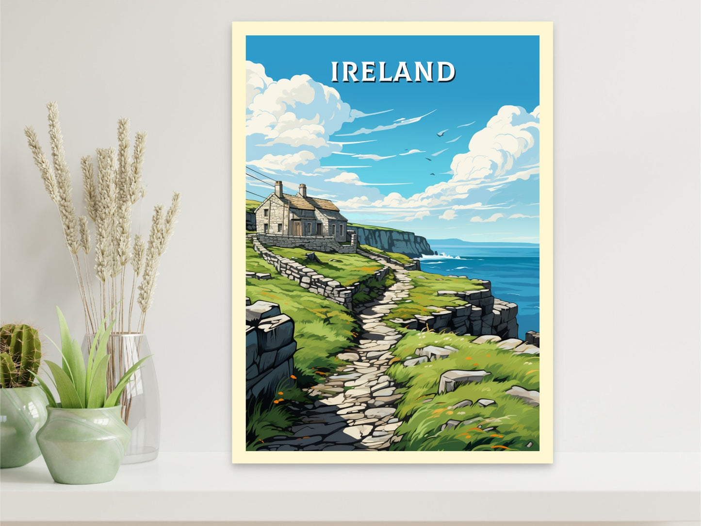 Ireland Travel Print | Ireland Illustration | Ireland Poster | Ireland Art | Emerald Isle's cliffs Art | Cliffs of Mother Print | ID 885