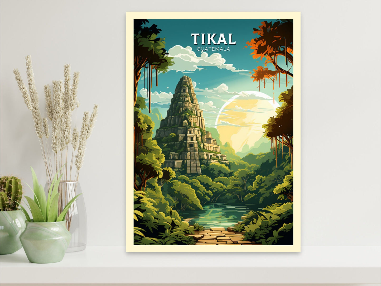 Tikal Travel Poster | Tikal Wall Art | Tikal Travel Print | Housewarming Gift | Guatemala Poster | South America poster | ID 886