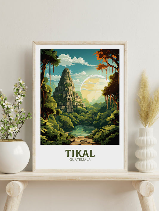 Tikal Travel Print | Tikal Wall Art | Tikal Travel Poster | Housewarming Gift | Guatemala Poster | South America poster | ID 887