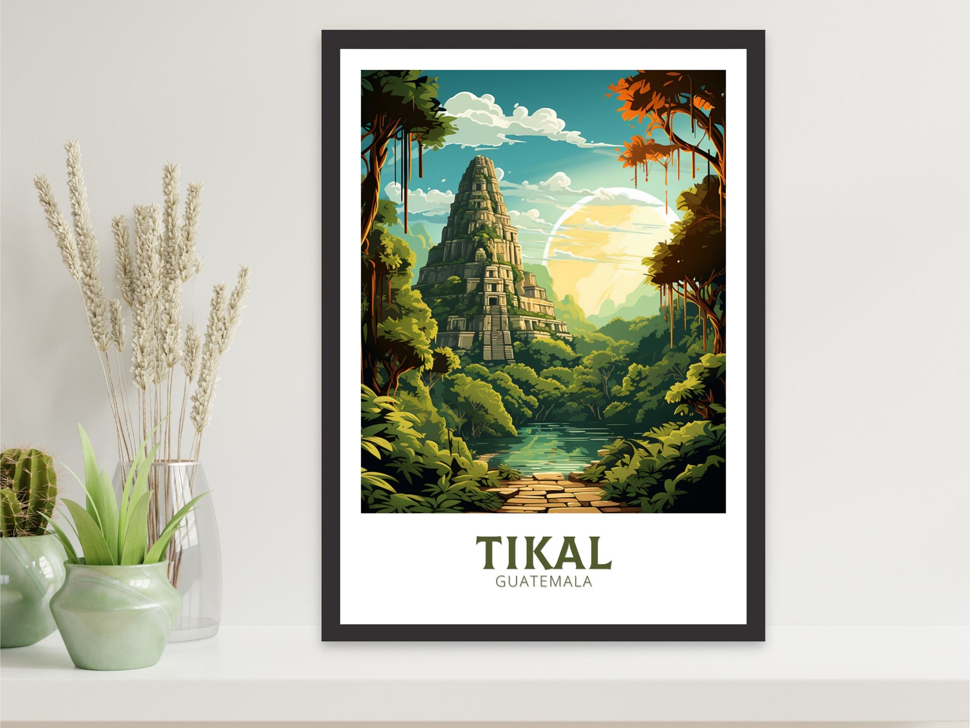 Tikal Travel Print | Tikal Wall Art | Tikal Travel Poster | Housewarming Gift | Guatemala Poster | South America poster | ID 887