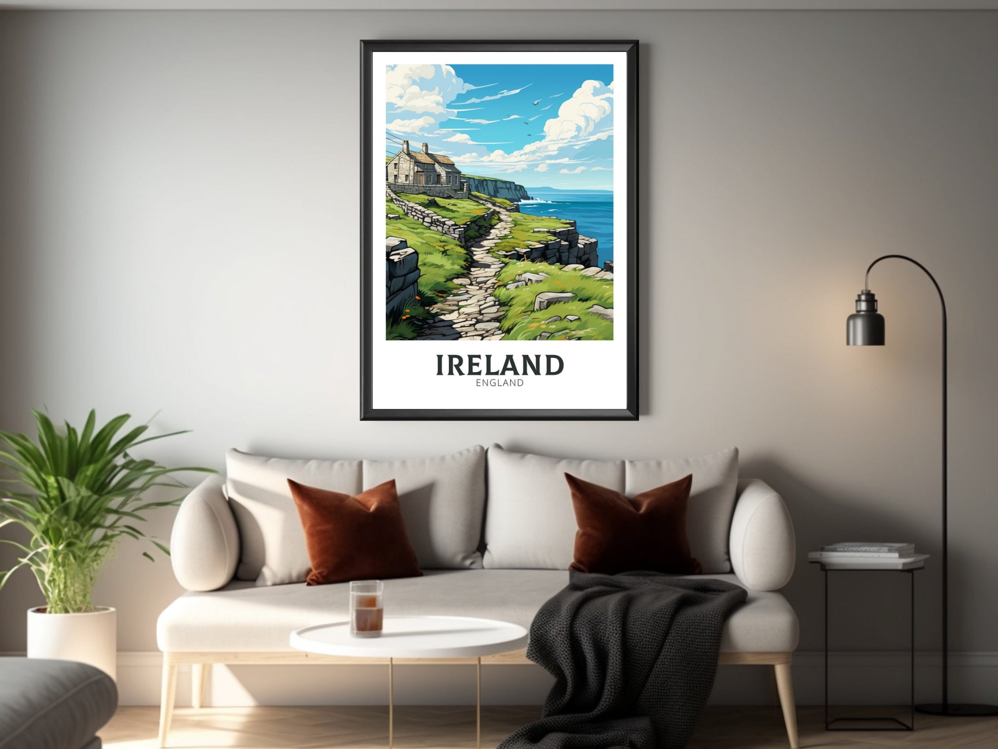 Ireland Travel Poster | Ireland Illustration | Ireland Print | Ireland Art | Emerald Isle's cliffs Art | Cliffs of Mother Print | ID 888