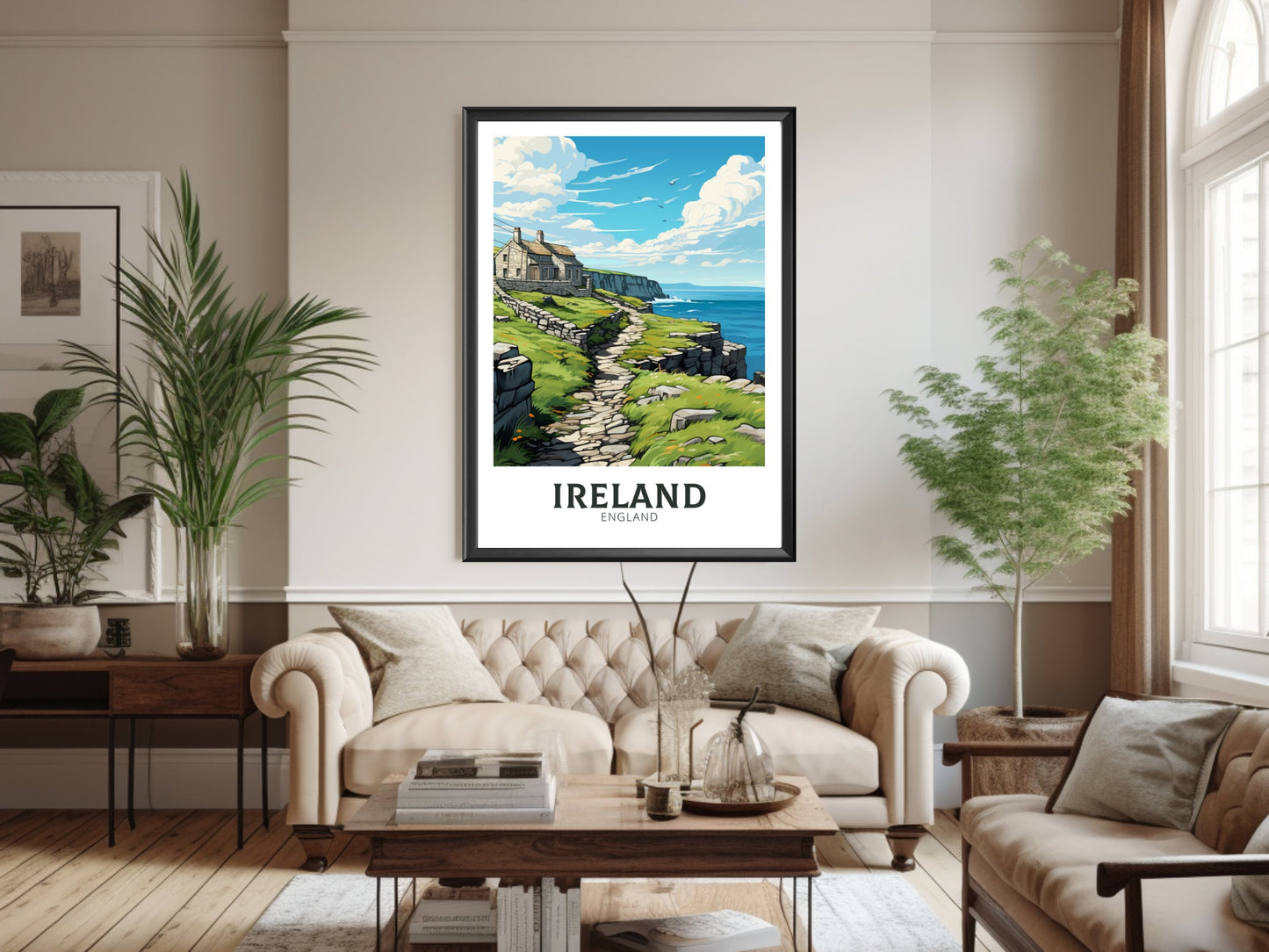 Ireland Travel Poster | Ireland Illustration | Ireland Print | Ireland Art | Emerald Isle's cliffs Art | Cliffs of Mother Print | ID 888