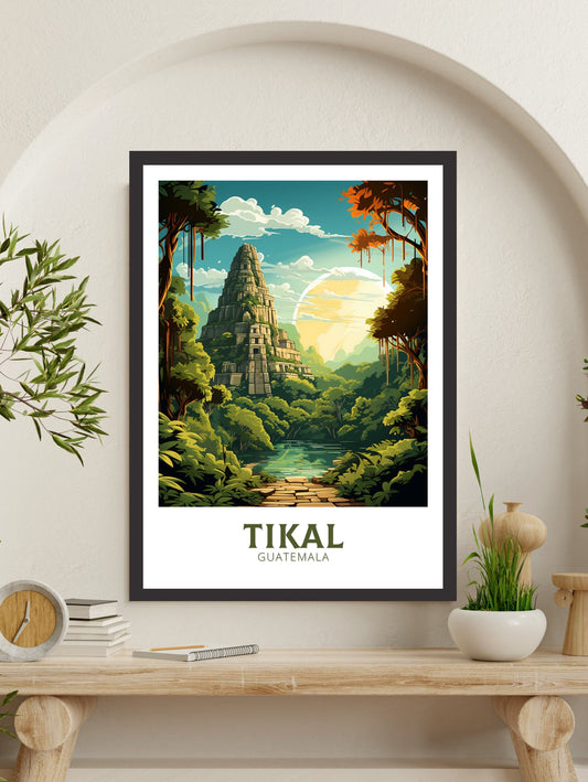 Tikal Travel Print | Tikal Wall Art | Tikal Travel Poster | Housewarming Gift | Guatemala Poster | South America poster | ID 887