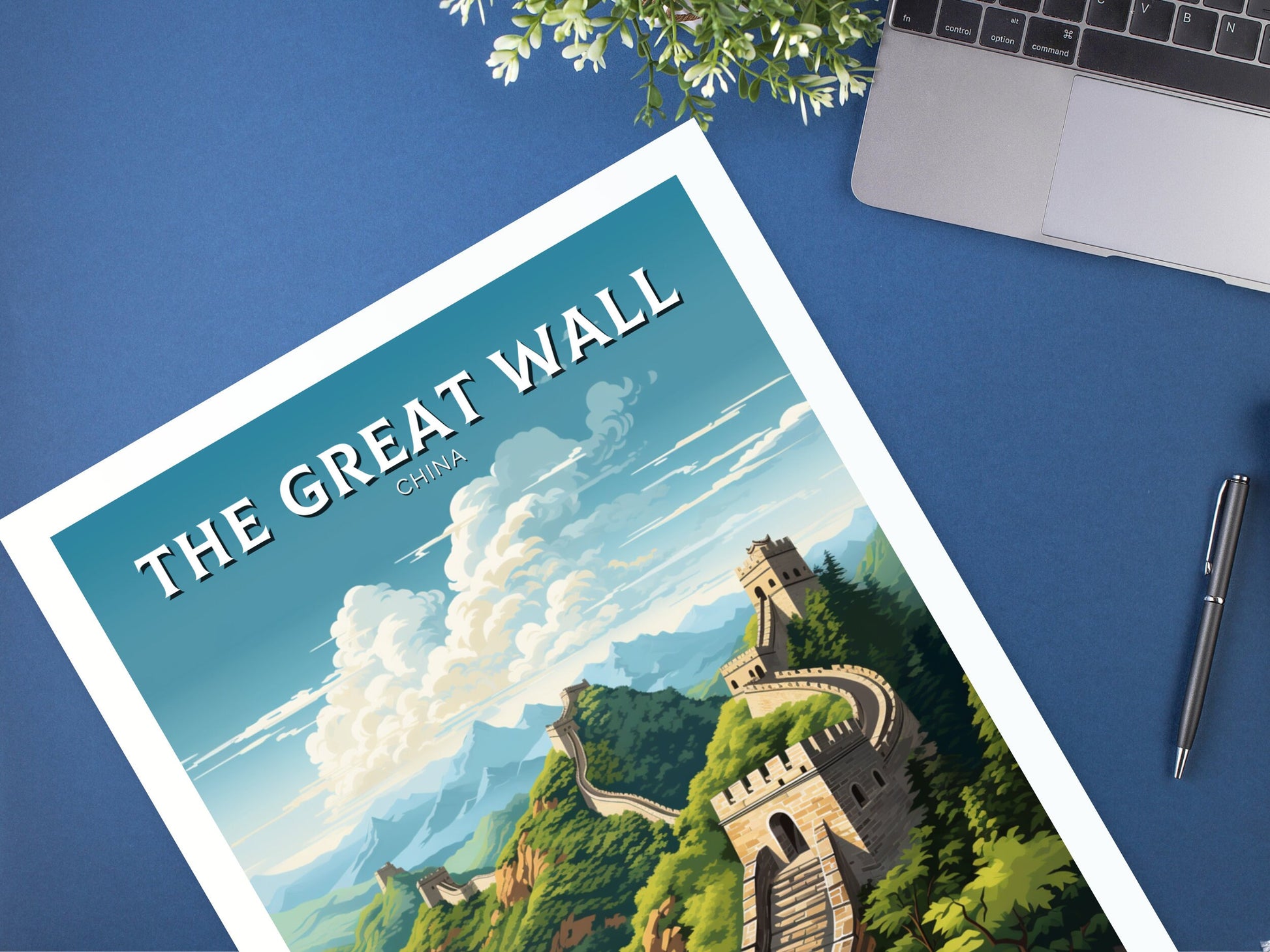 The Great Wall of China Poster | China Illustration | Travel Gifts | Seven Wonders Print | Sunset Poster | Housewarming Gift | ID 889