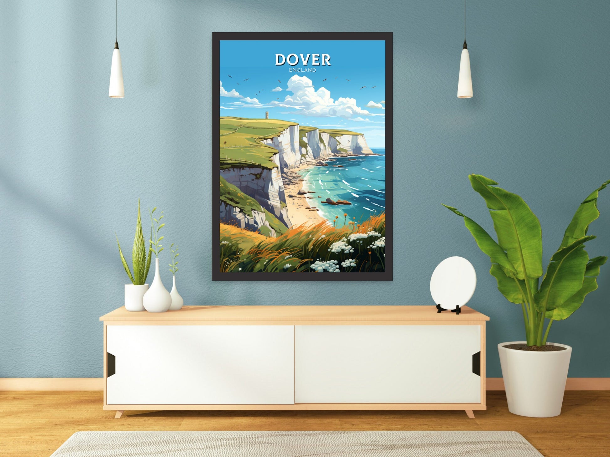 Dover Cliffs Travel Poster | Dover Cliffs Travel Print | Dover Cliffs Wall Art | England Print | England Home Decor | Travel gift | ID 891