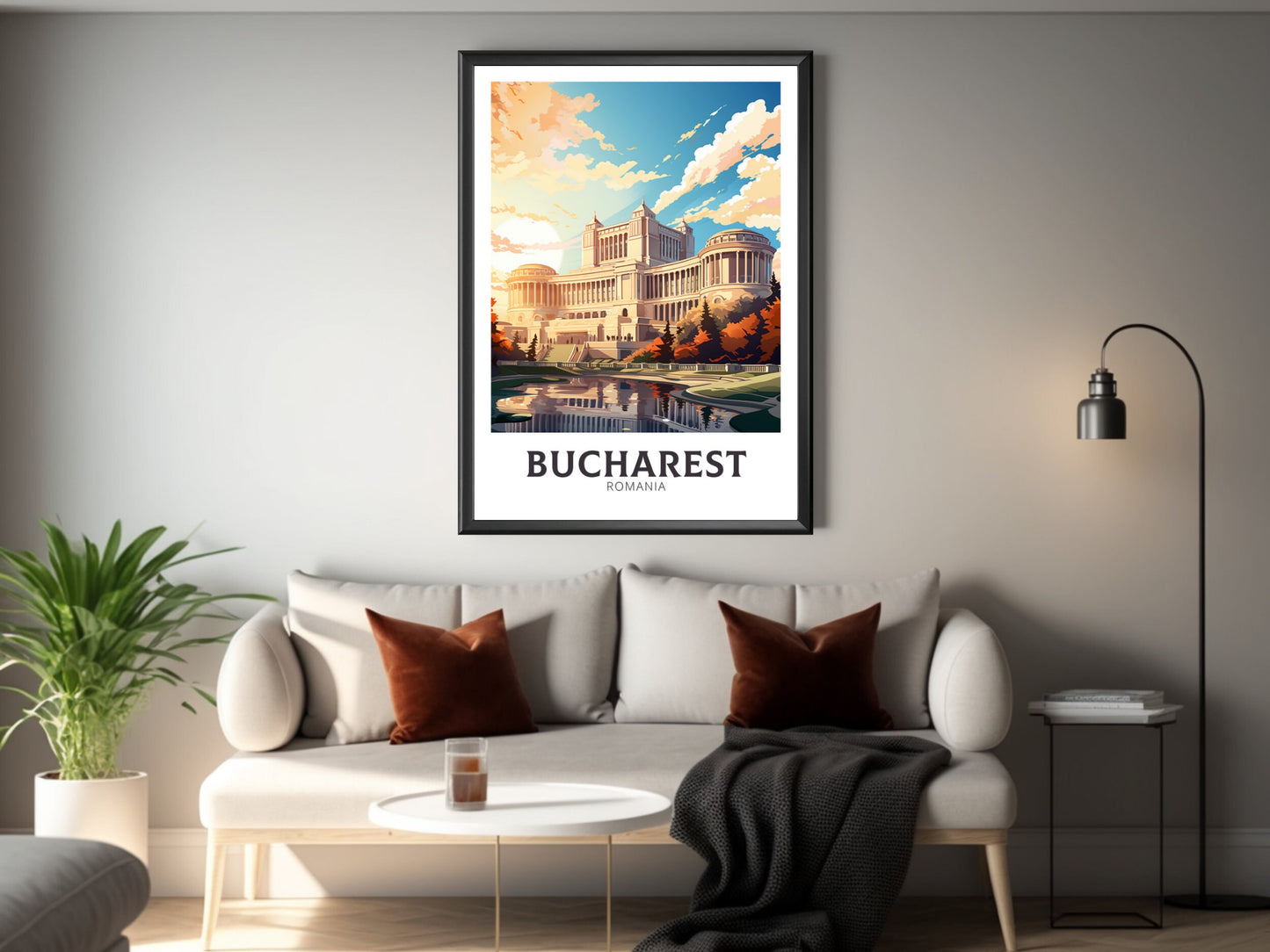 Bucharest Travel Print | Bucharest Romania Illustration | Bucharest Wall Art | Romania Print | Bucharest Travel Poster | ID 893